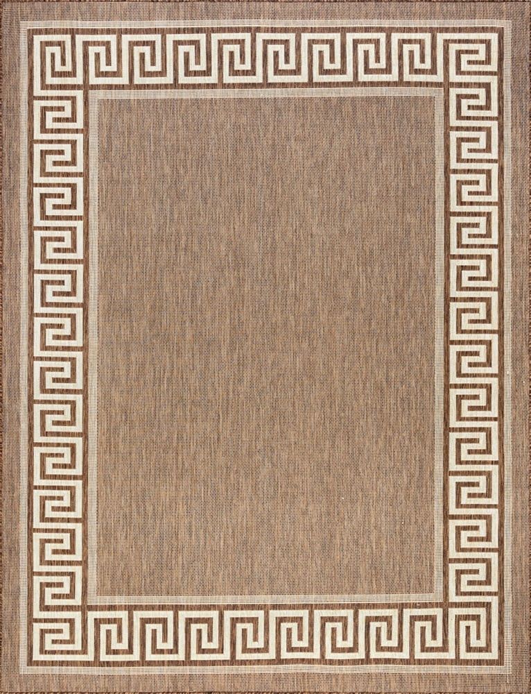 Greek Key Brown Synthetic 9' x 12' Reversible Area Rug