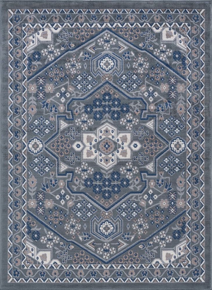 Gray and Beige Synthetic 5' x 7' Reversible Area Rug