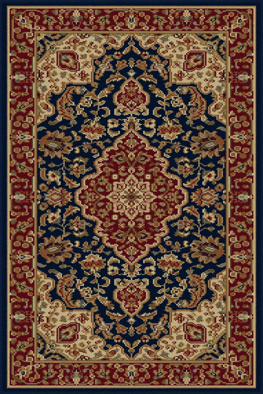 Sensation Navy Blue Rectangular Easy-Care Synthetic Rug, 2' x 3'