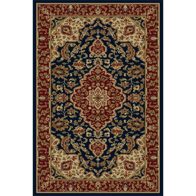 Sensation Navy Blue Rectangular Easy-Care Synthetic Rug, 2' x 3'
