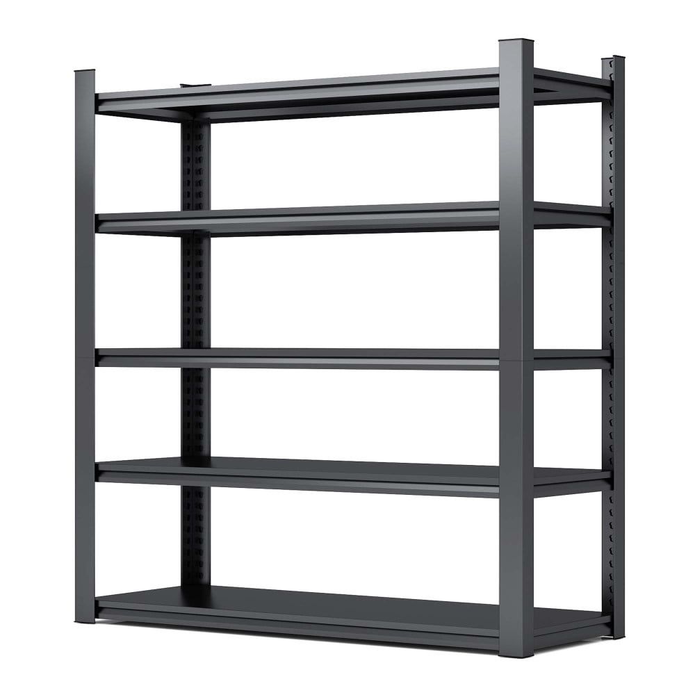 78" Black Heavy Duty Adjustable Metal Garage Shelving Unit