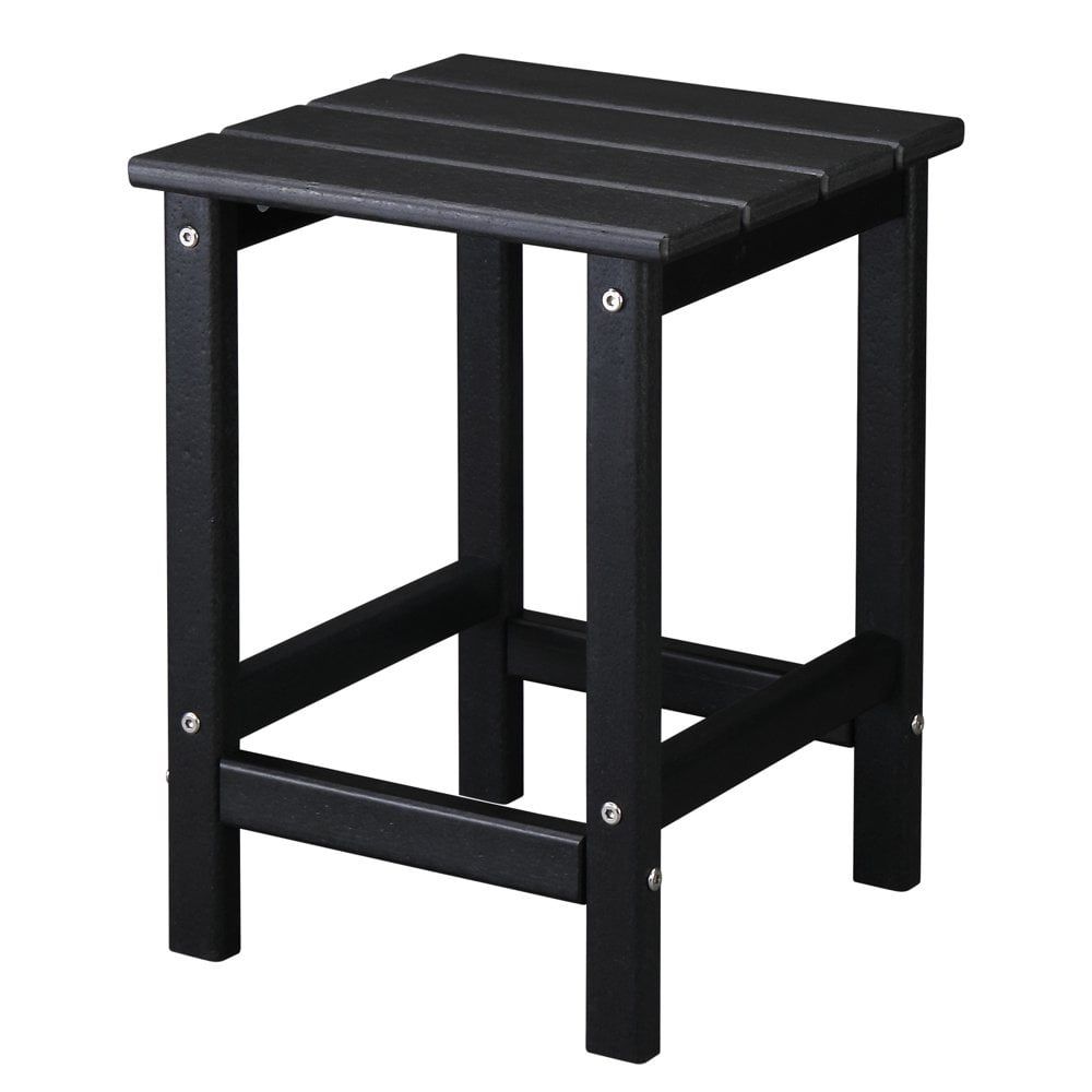 Black HDPE Square Outdoor Side Table with Storage, 14" x 14" x 18.5"