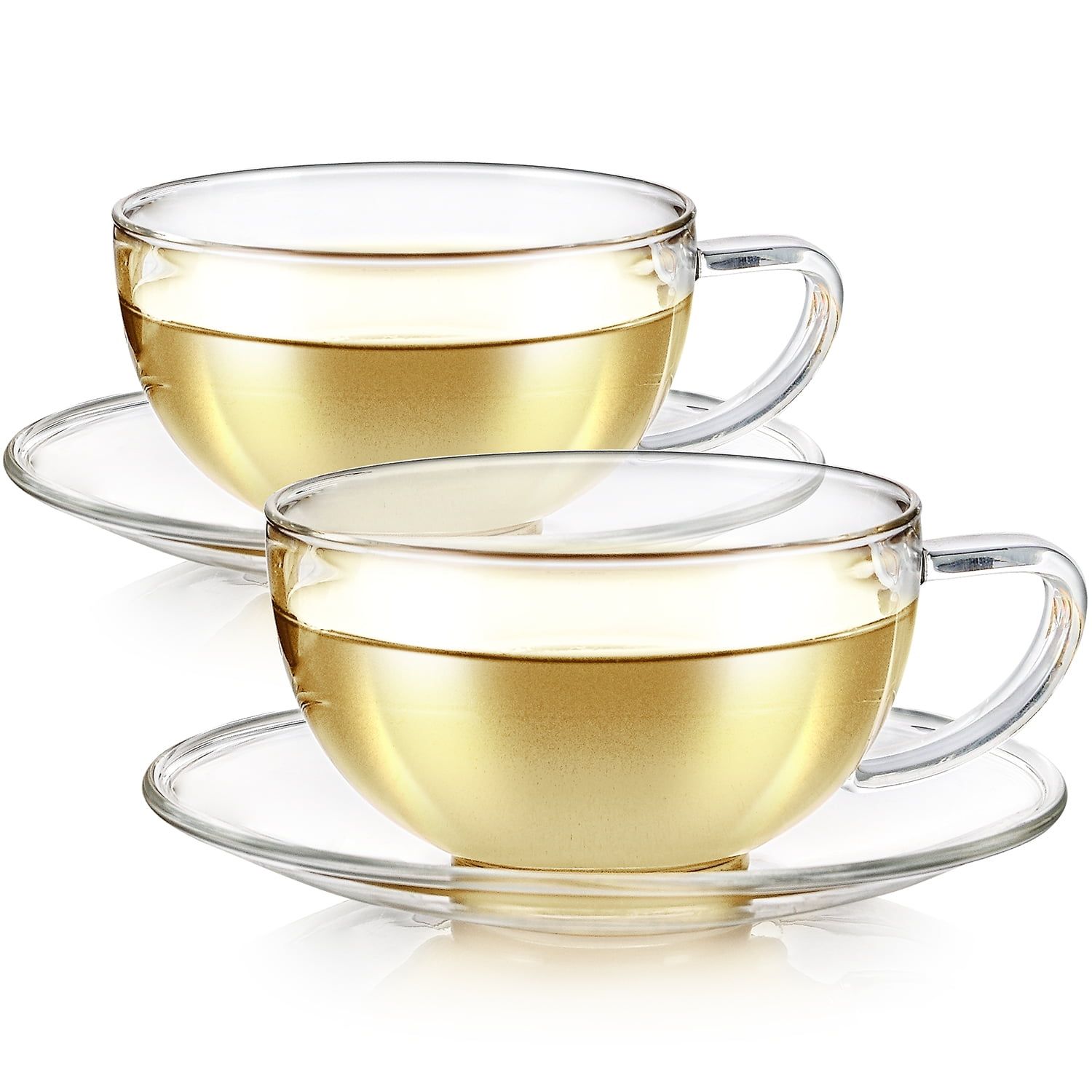 Kyoto Clear Glass Teacup and Saucer Set, 180ml, 2-Pack