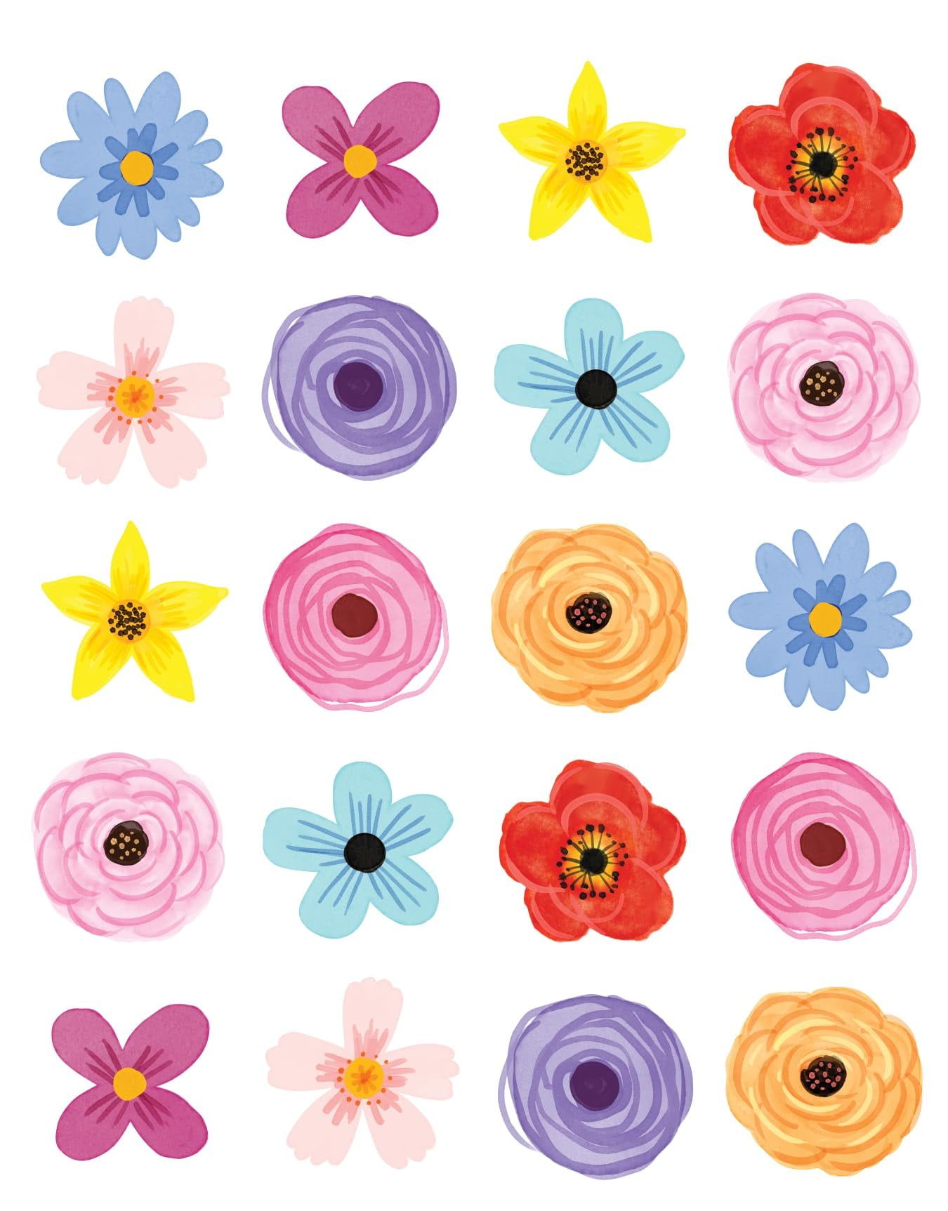 Multicolor Wildflower Paper Stickers for Journals and Notebooks