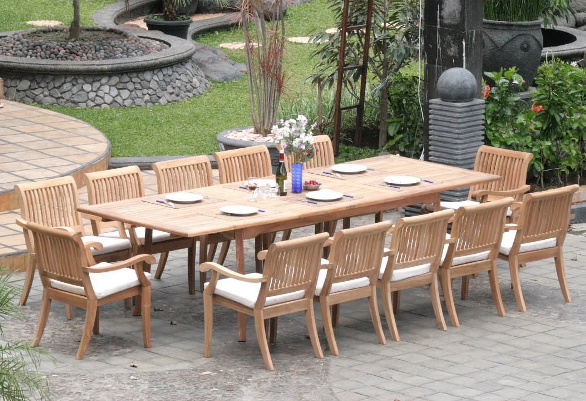 Atnas 13-Piece Teak Outdoor Dining Set with Cushions