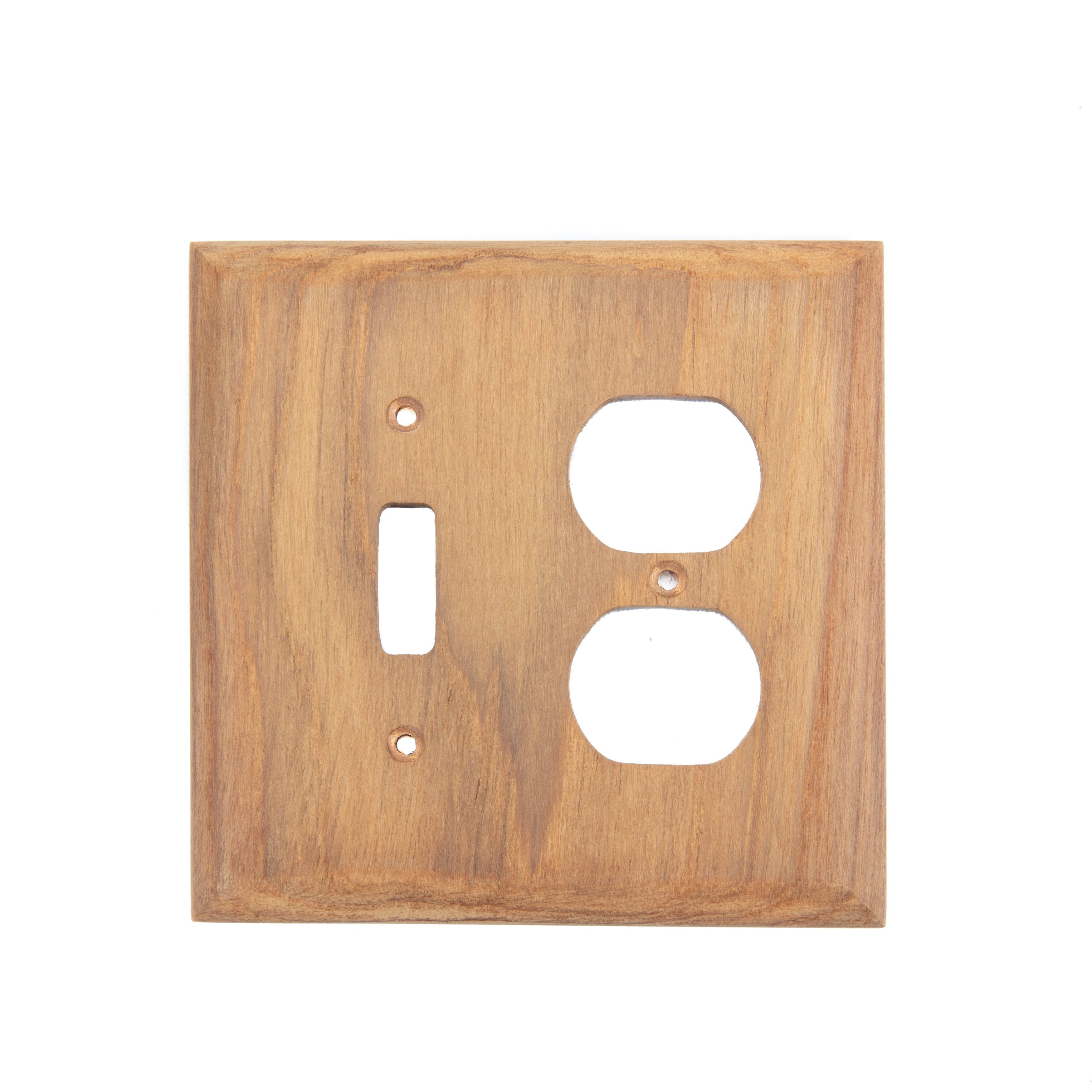 Teak Toggle Switch and Duplex Receptacle Cover Plate