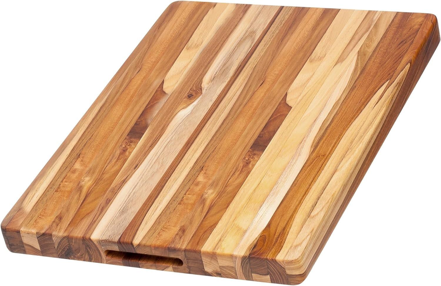 Elegant Teak Wood Edge Grain Rectangular Chopping Block 24" x 18"