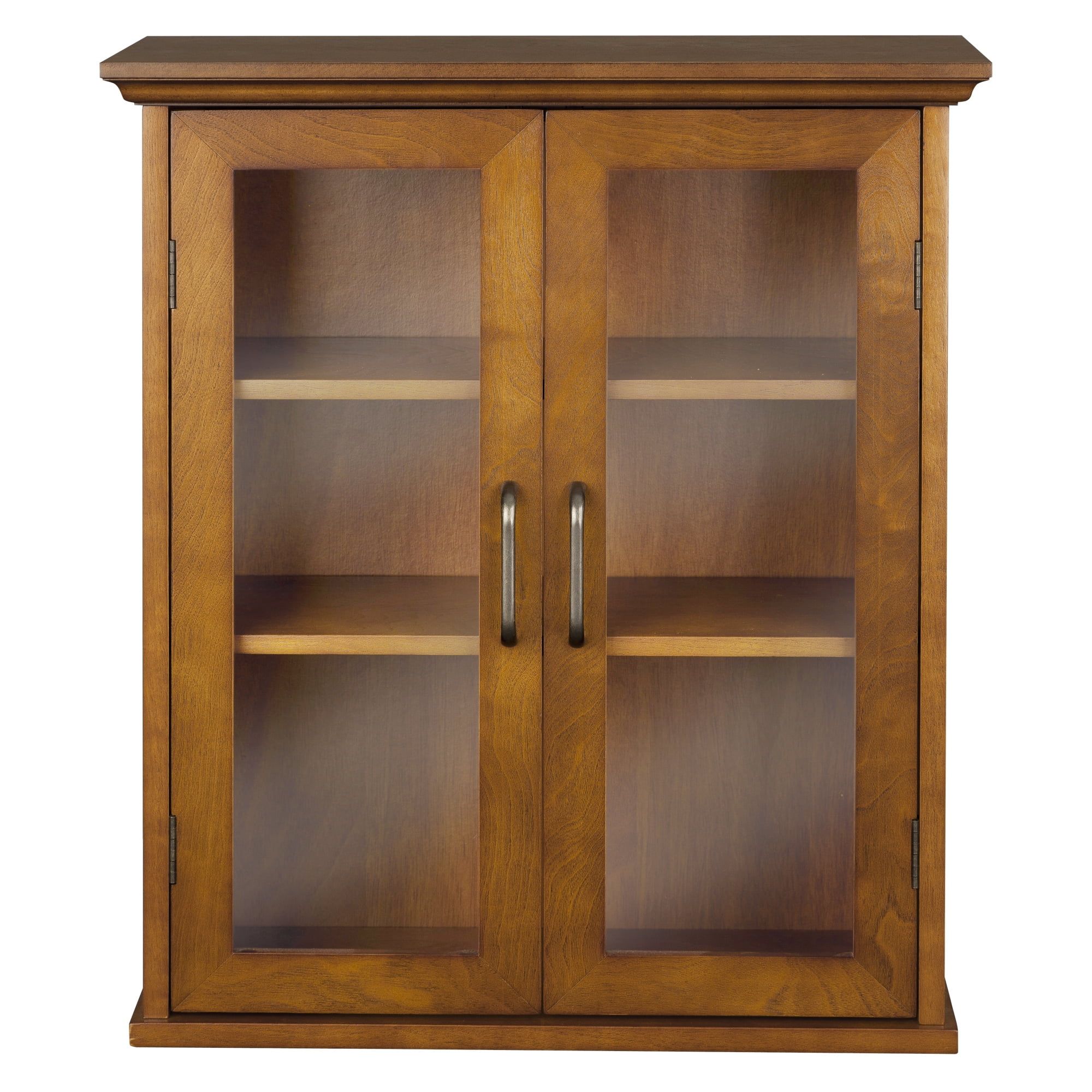 Oil Oak Two-Door Wall Cabinet with Adjustable Shelves