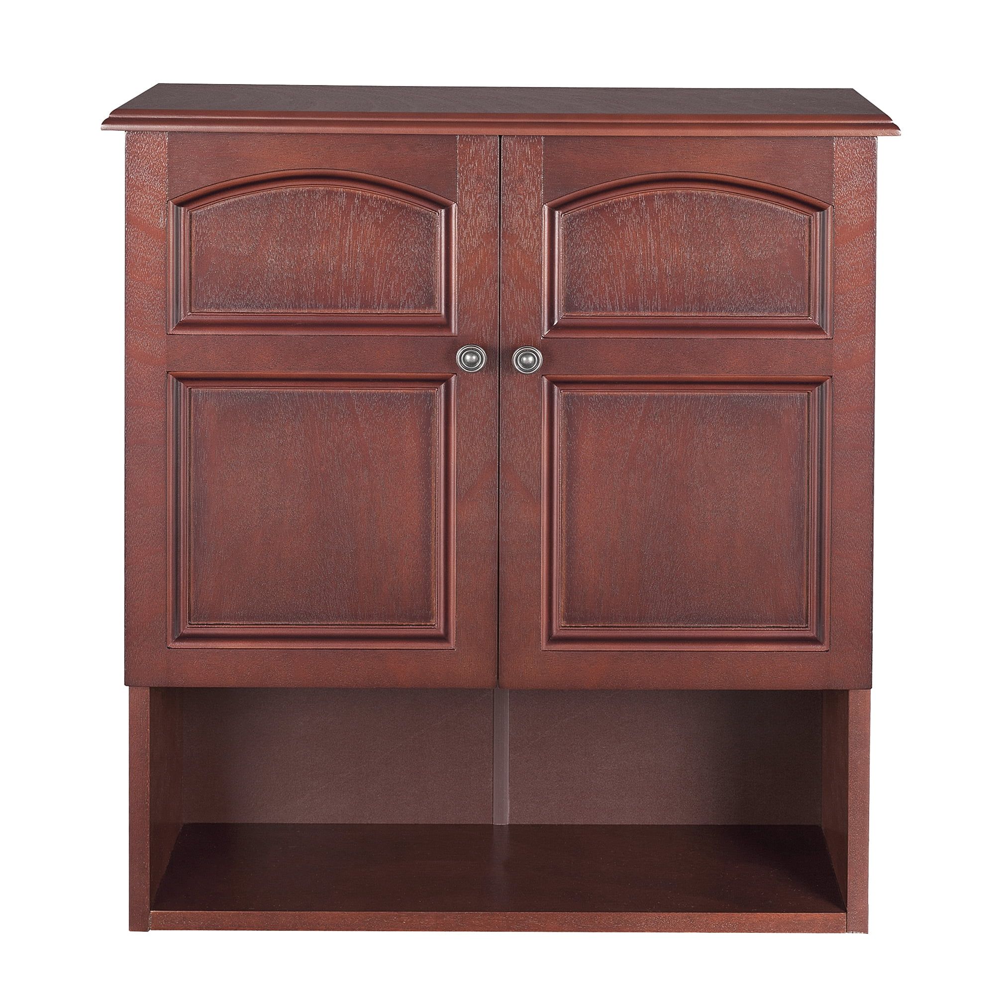 Mahogany Brown Wooden Wall Cabinet with Adjustable Shelving