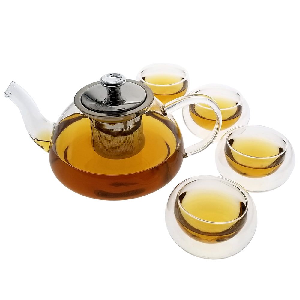 Infuso Borosilicate Glass Teapot with Stainless Steel Infuser and Cups