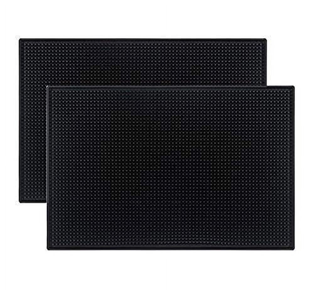 Tebery Black Rubber Bar Service Spill Mat 18" x 12" (2 Pack)