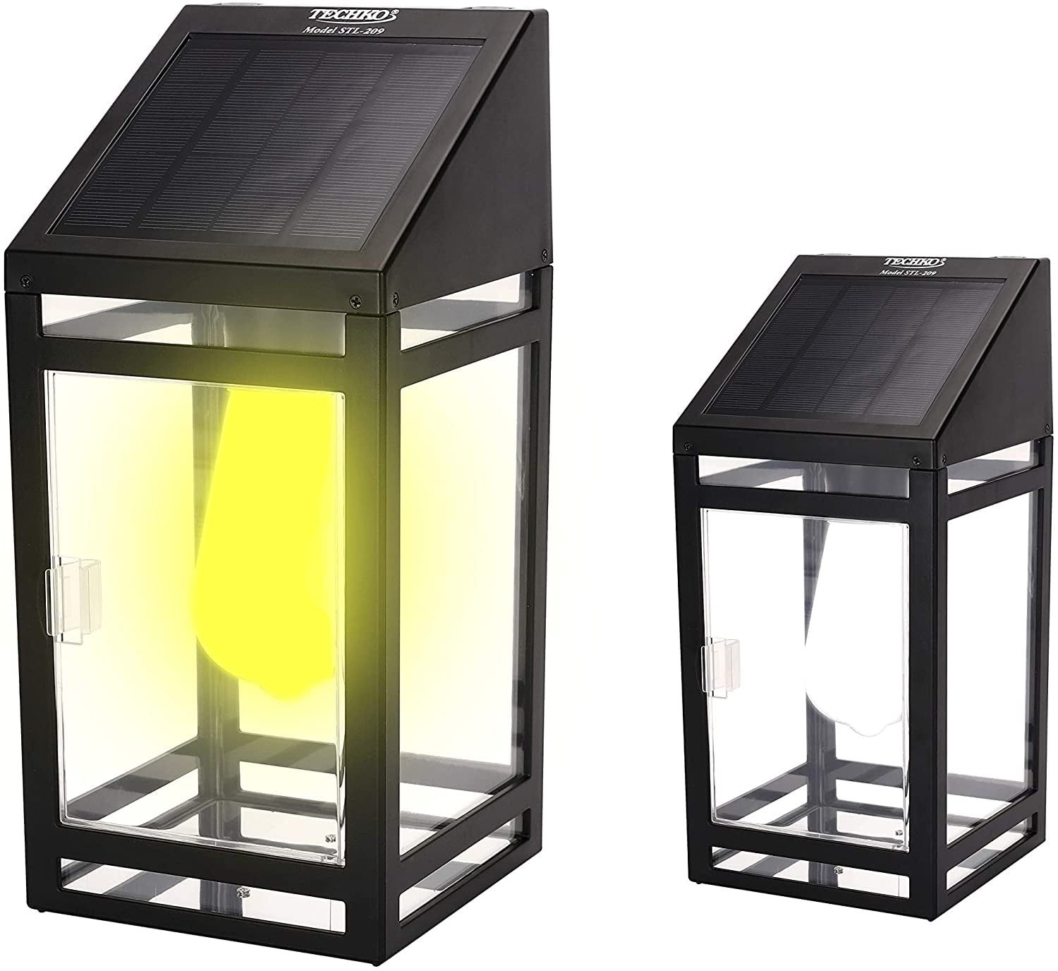 Black Solar LED Wall Lantern with Clear Panels