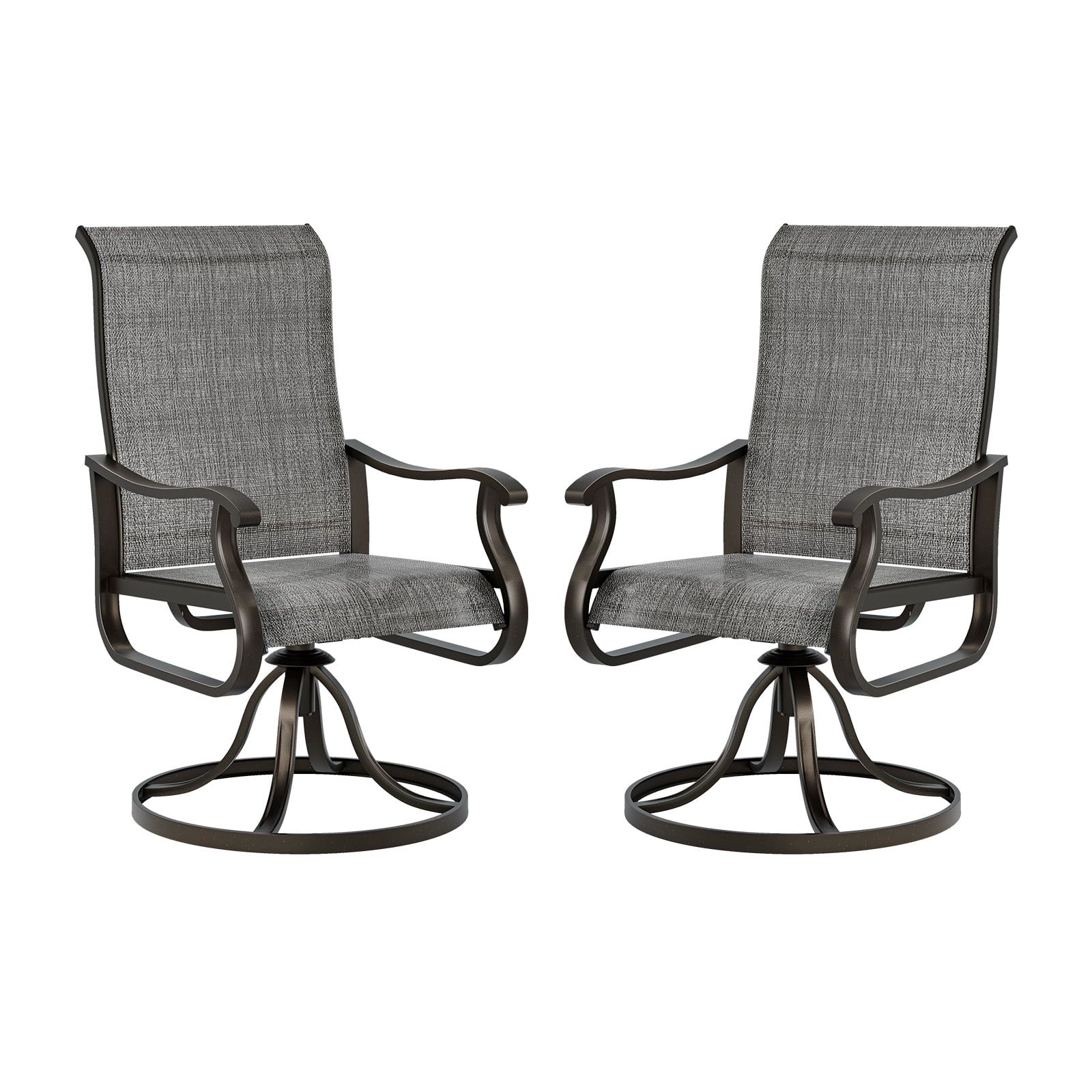 Set of 2 Dark Grey Steel Swivel Dining Armchairs