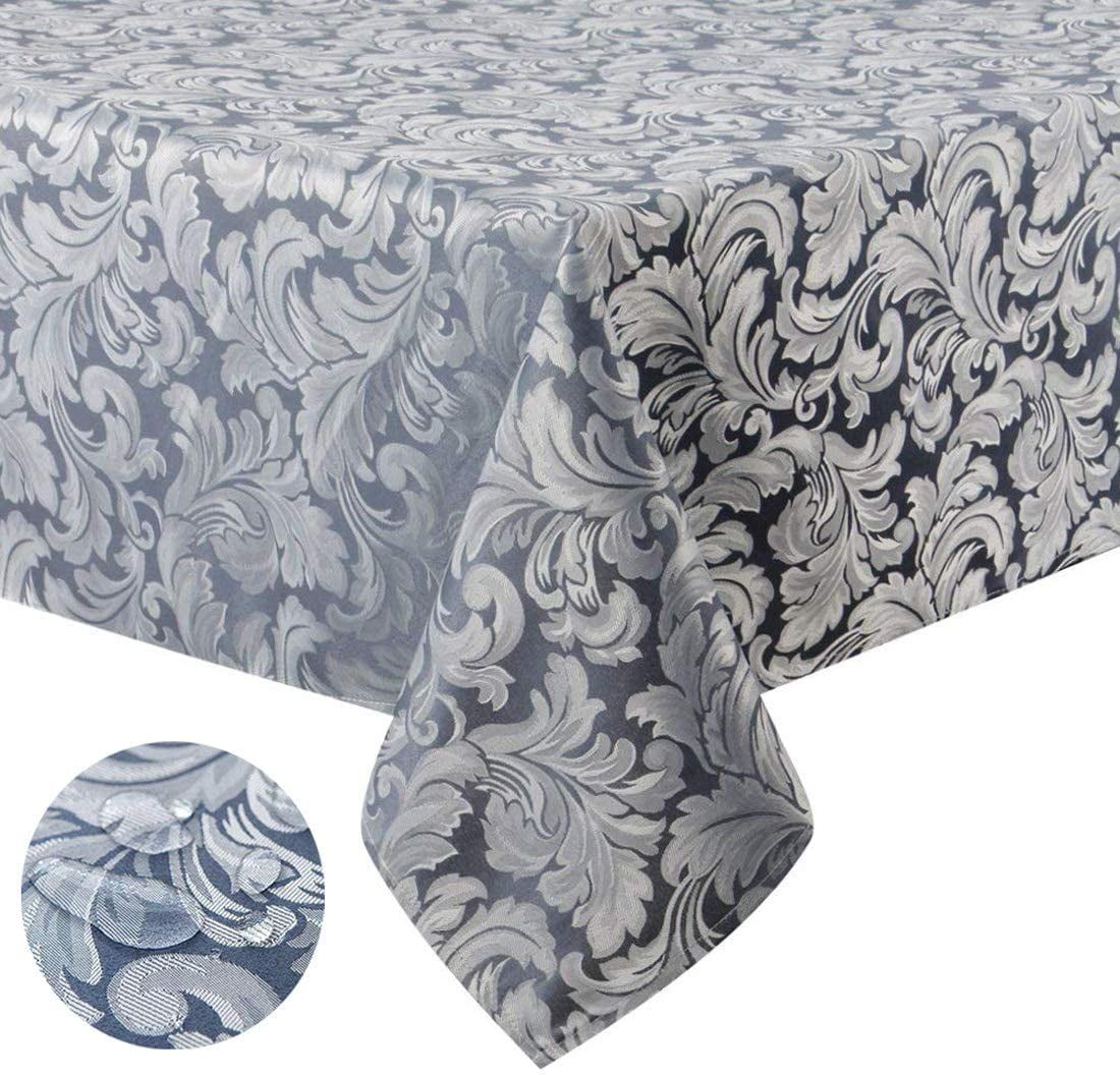 Stone Blue Damask Jacquard Square Tablecloth 70" x 70"