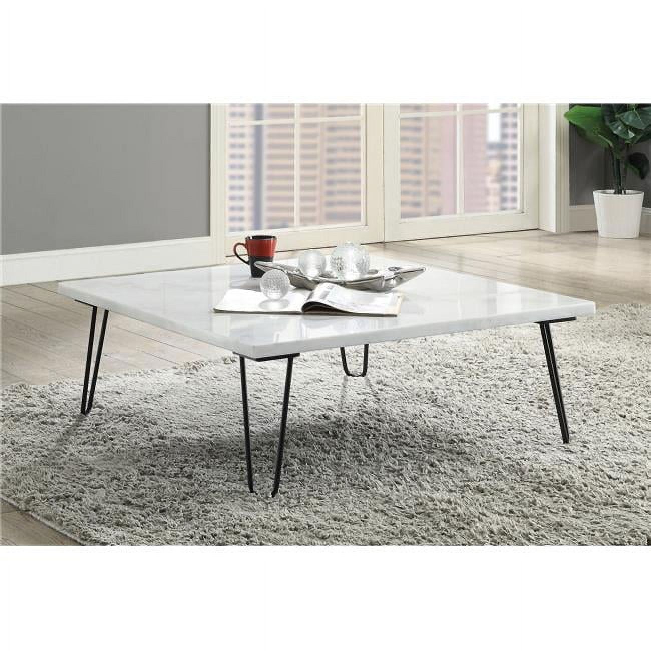 Telestis 40" Square White Marble Coffee Table with Storage