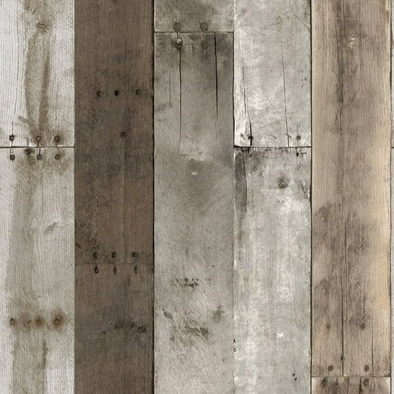 Weathered Brown and Gray Wood Peel and Stick Wallpaper Roll