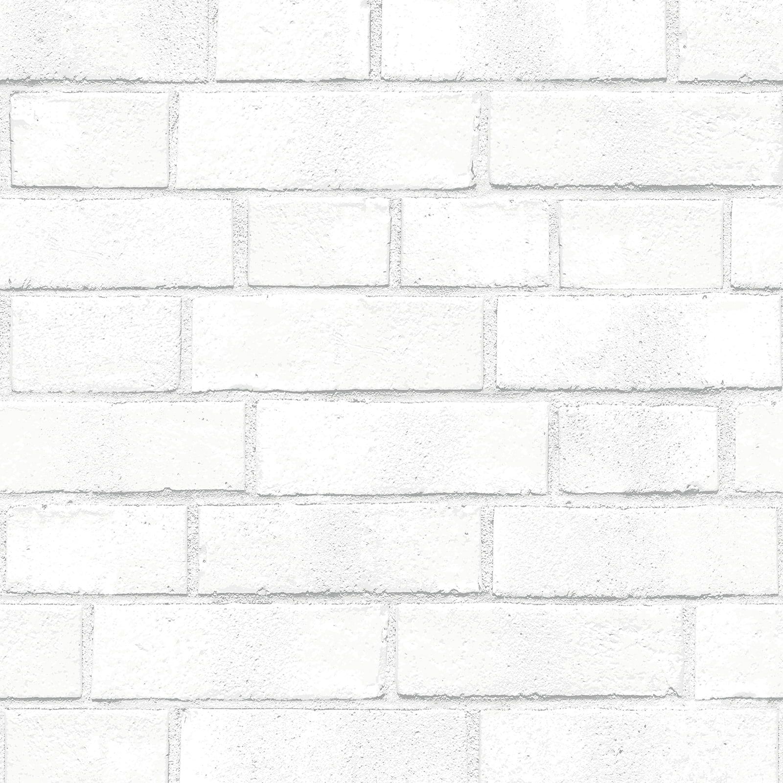 White Textured Vinyl Brick Peel and Stick Wallpaper Roll
