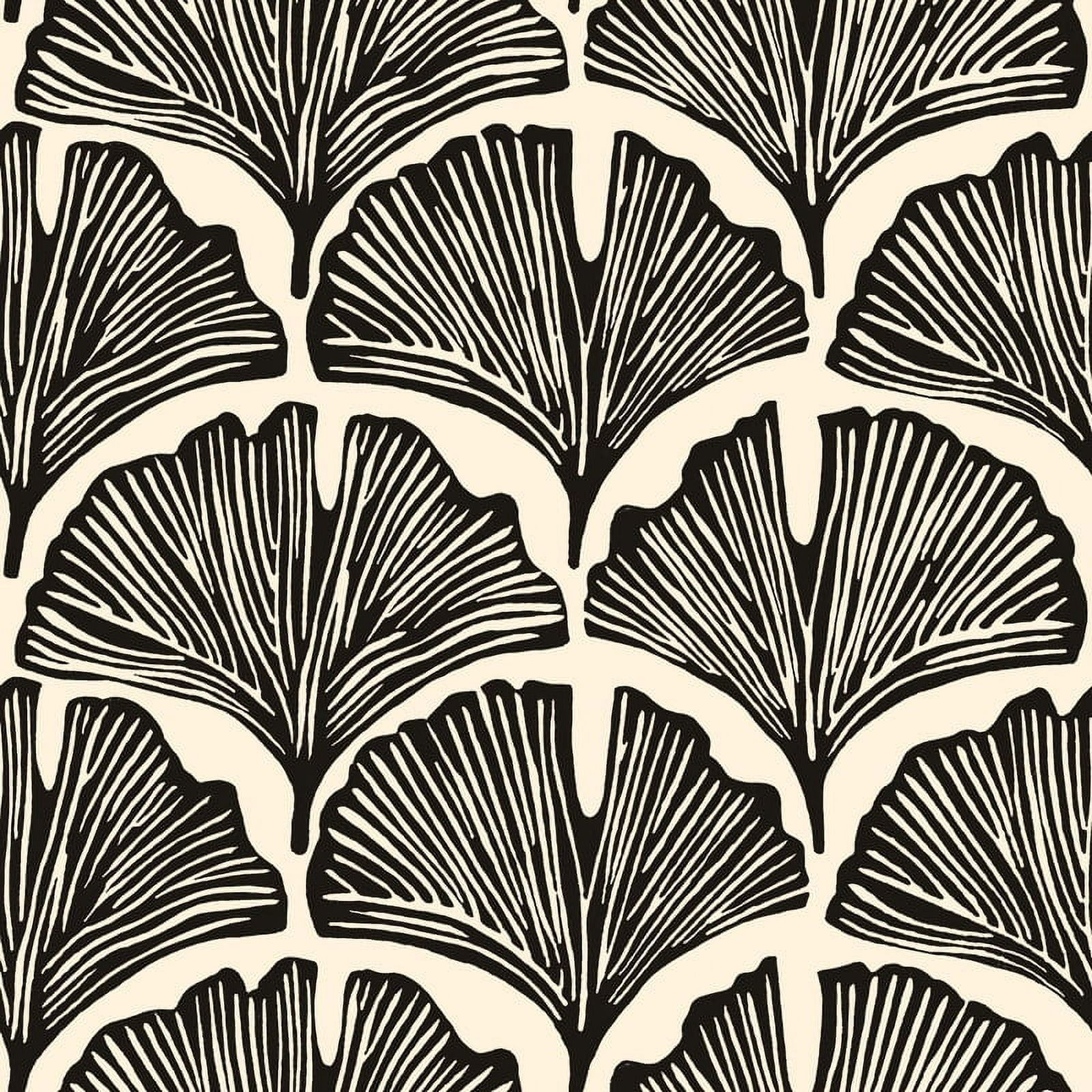 Black and White Feather Palm Peel and Stick Wallpaper Roll