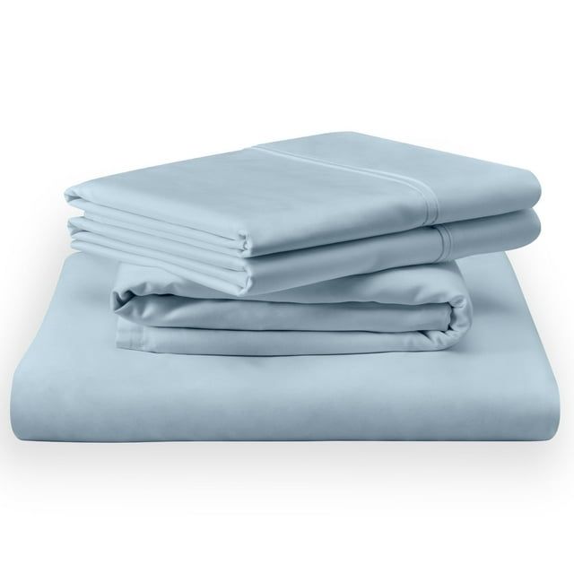 Sleepy Blue Twin Cotton Sheet Set with Enhanced Fit
