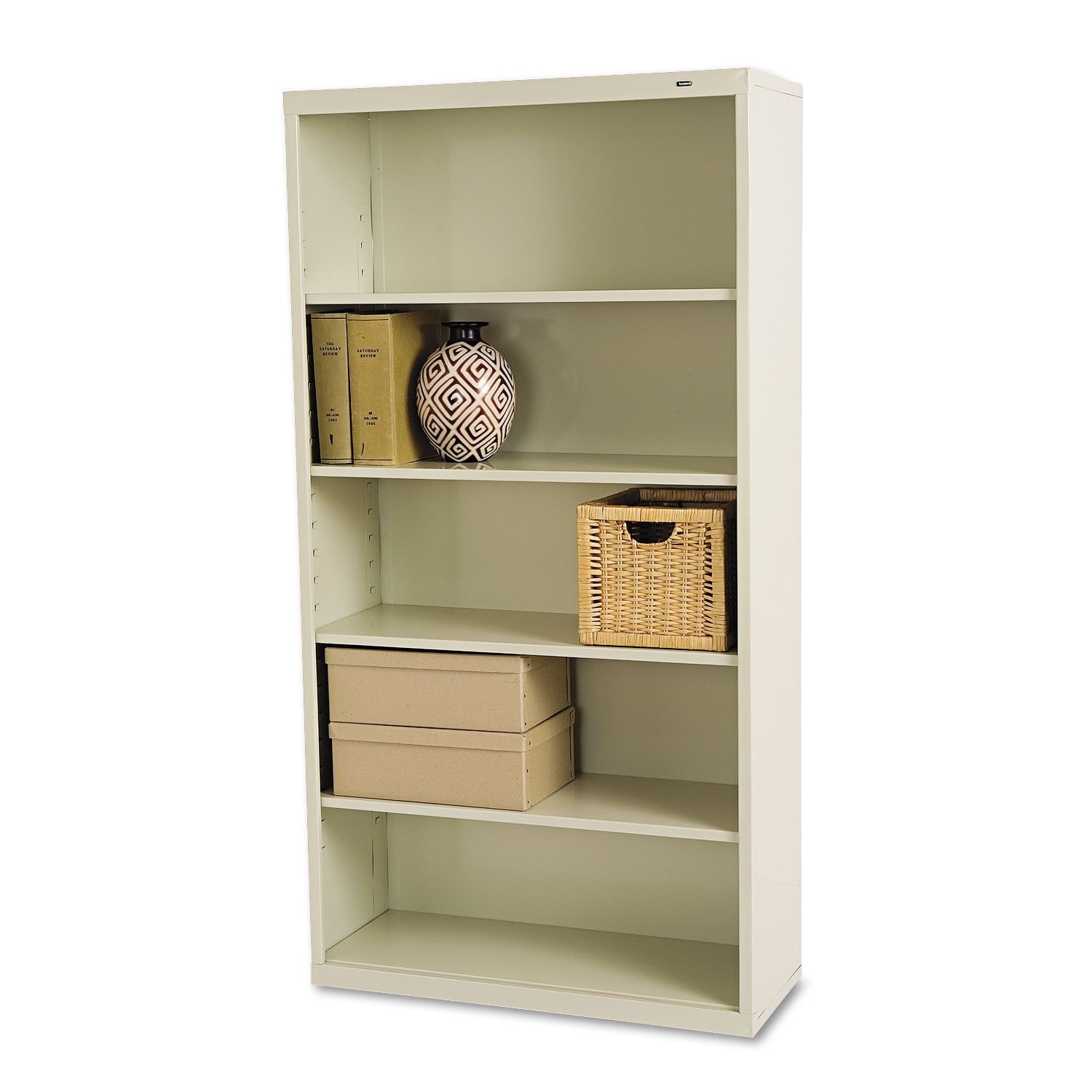 Adjustable Putty Metal Five-Shelf Bookcase 66"