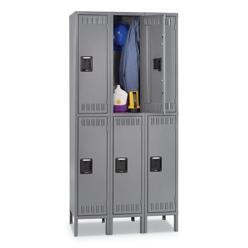 Gray Steel Double Tier Triple Stack Office Locker