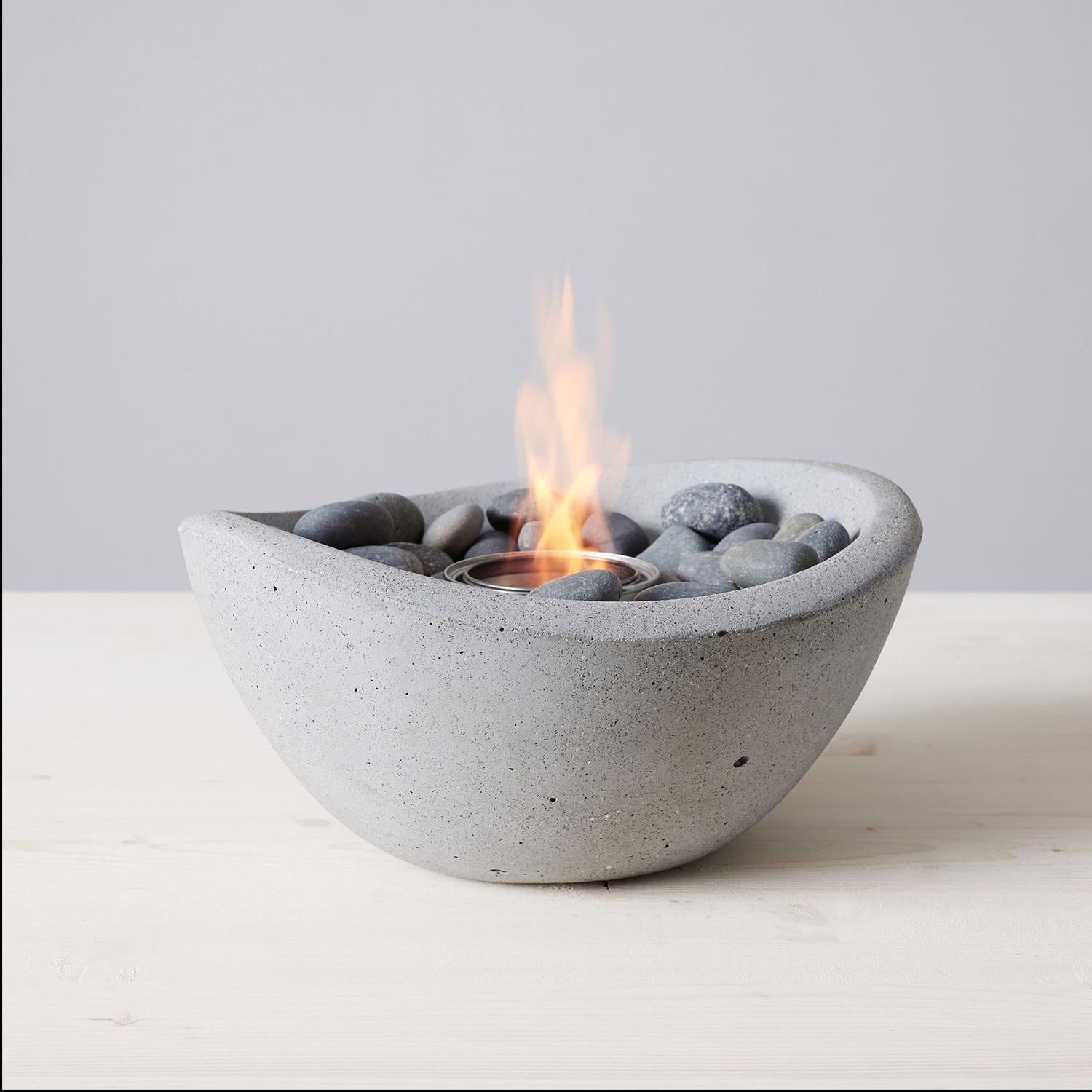 Gray StoneCast Wave Tabletop Gel Fire Pit