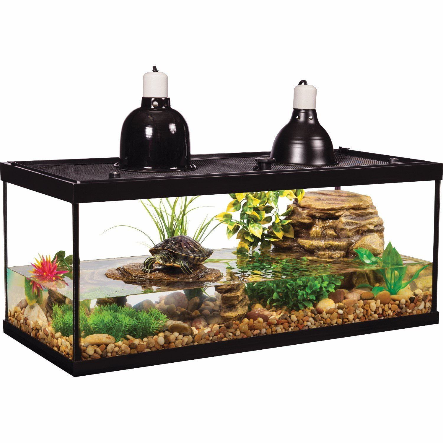 Tetra 20-Gallon Deluxe Glass Turtle Tank with Filtration and Heating Lamps