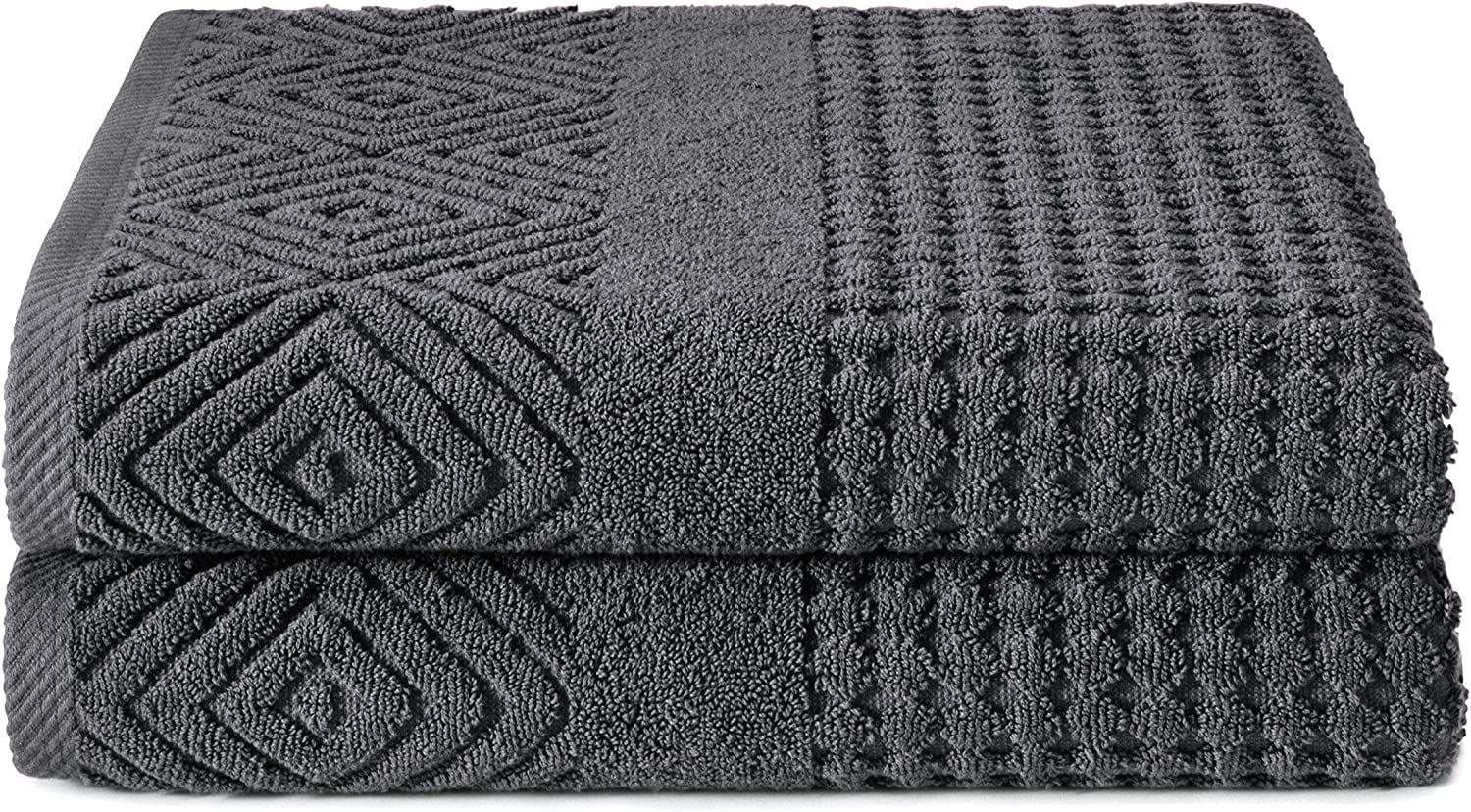 Charcoal Diamond Jacquard Organic Cotton Bath Towel Set