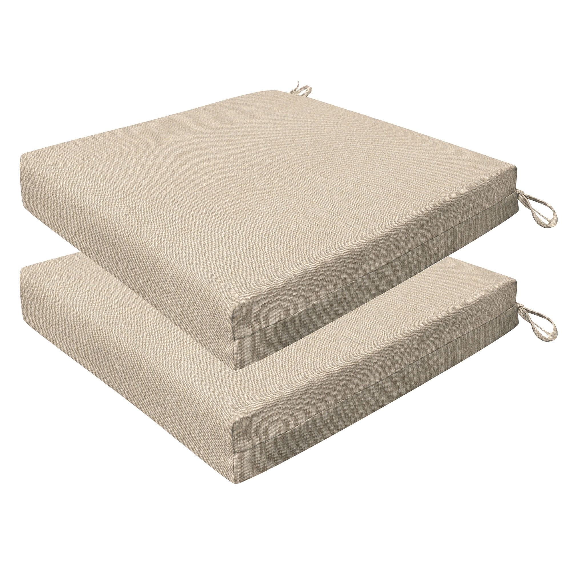 Textured Almond Polyester Square Dining Seat Cushions, 20" x 20"