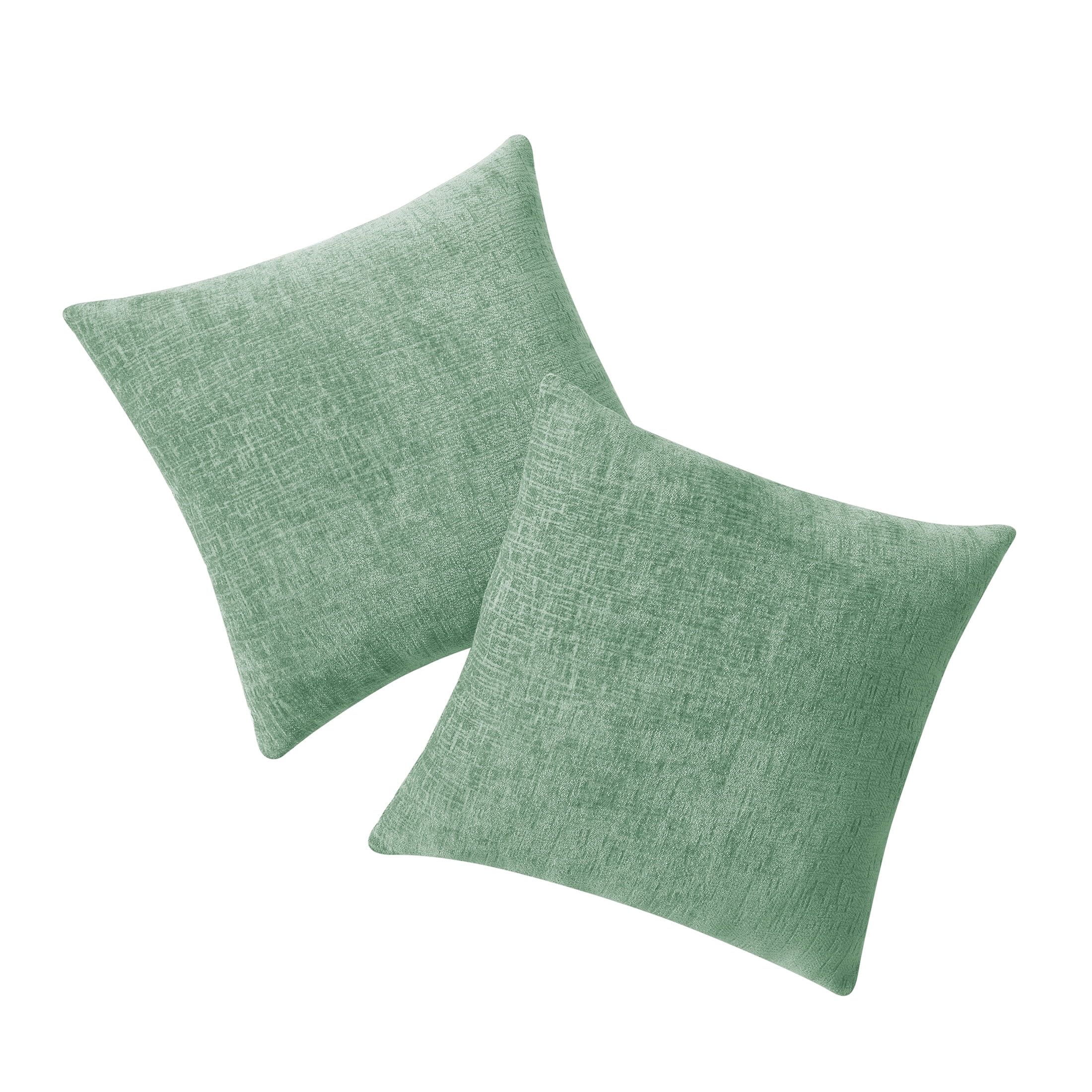 Green Chenille Square Decorative Pillow Set, 18" x 18", 2 Pieces