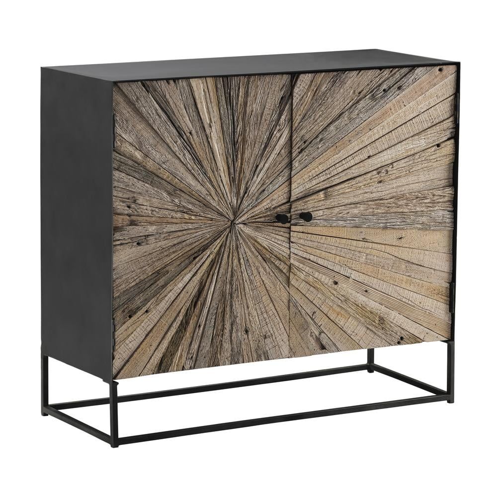 Bazemore Black Metal and Wood Starburst Cabinet