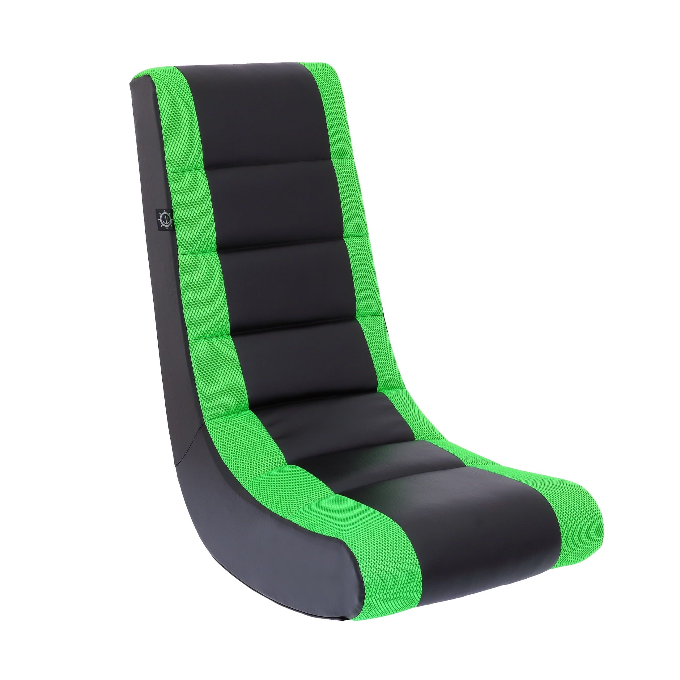 Black and Green Faux Leather Upholstered Gaming Rocker Chair