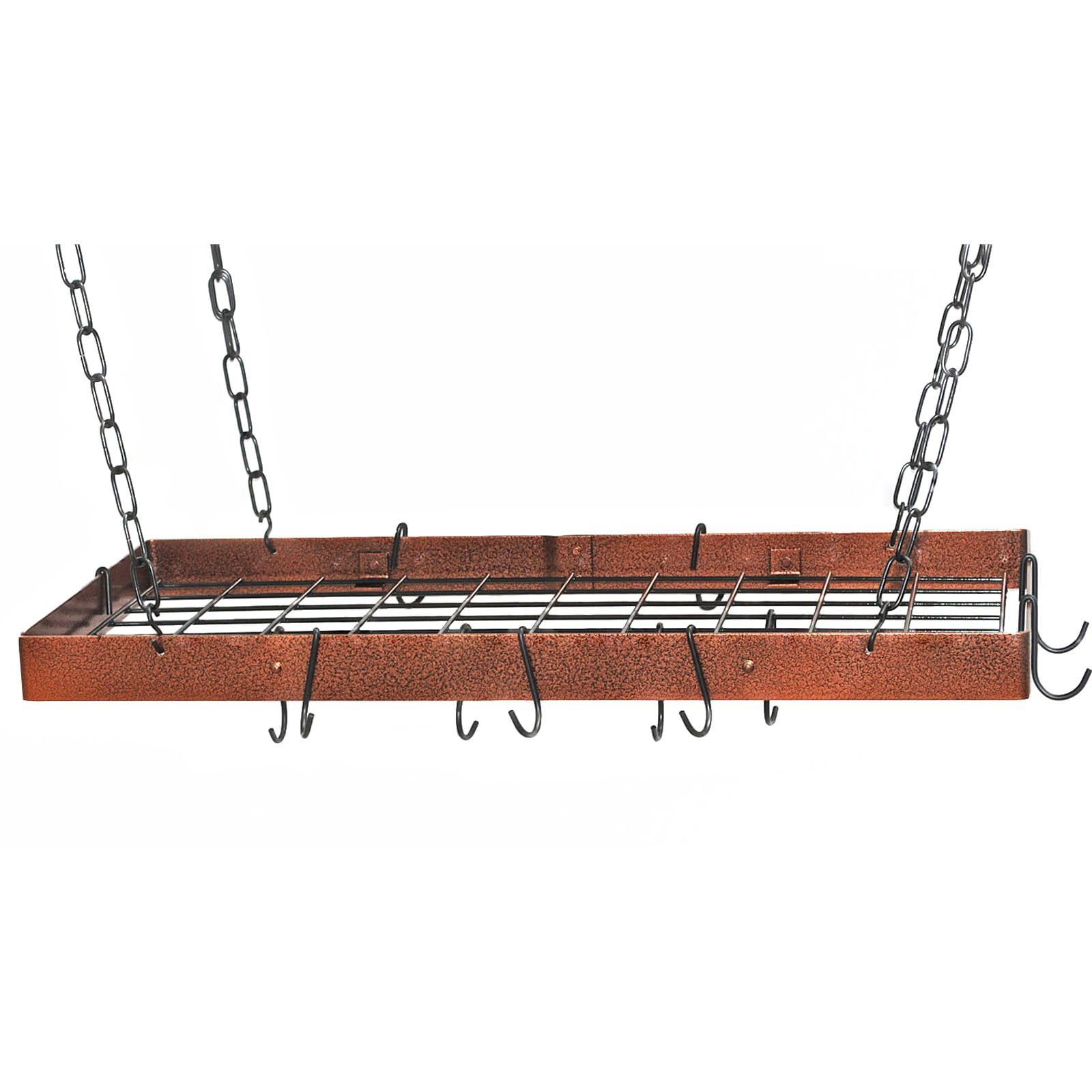 Hammered Copper and Black Rectangle Ceiling Pot Rack