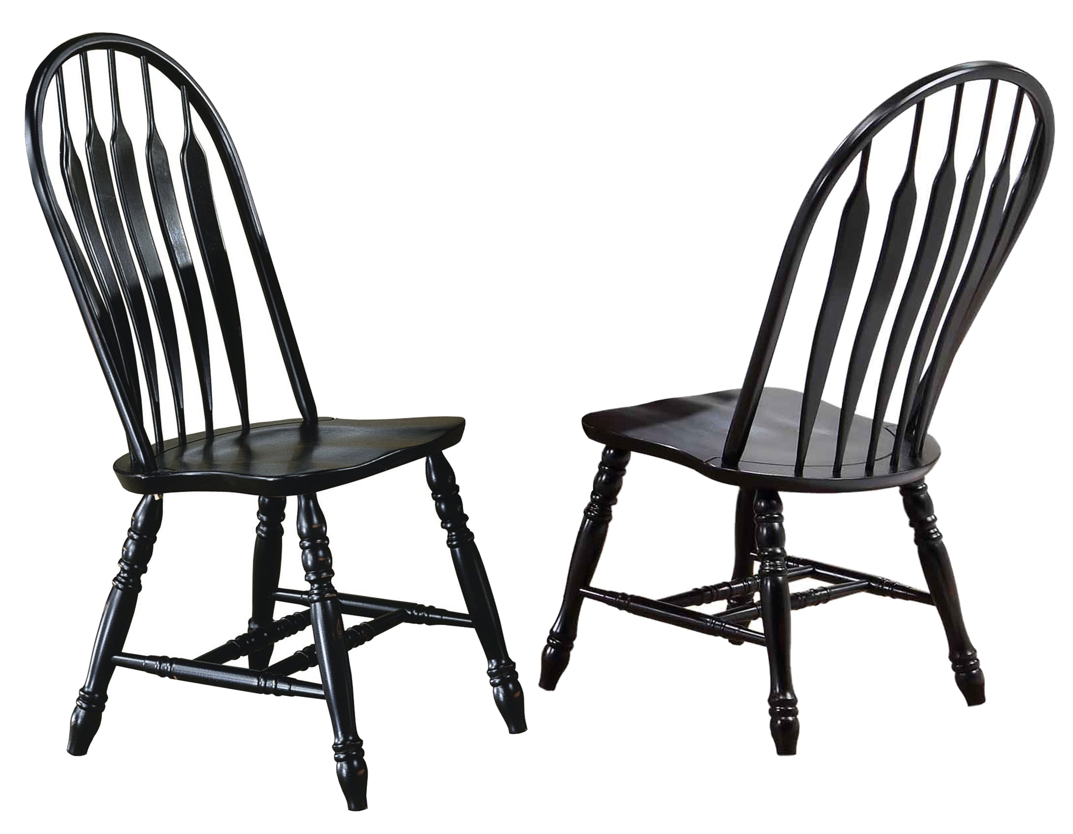 Cherry Black Windsor Slat-Back Upholstered Side Chair