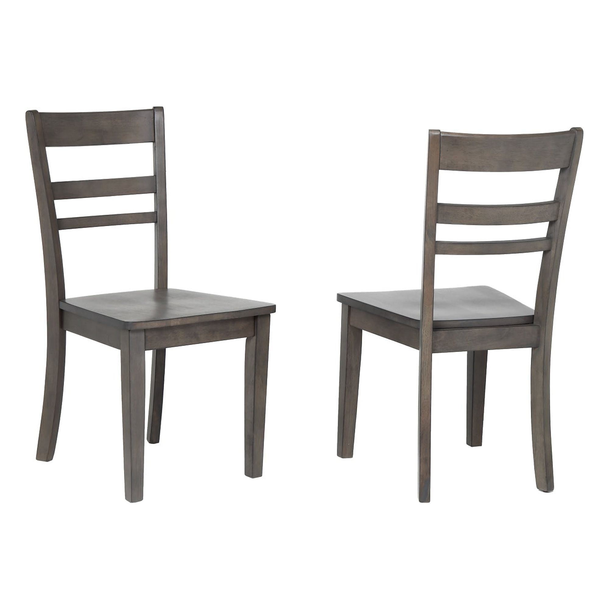 Gray Stained Rubberwood Slat Back Dining Chairs, Set of 2