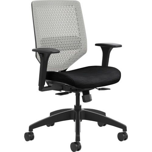 Ink and Titanium Mid-Back Mesh Task Chair with Adjustable Arms