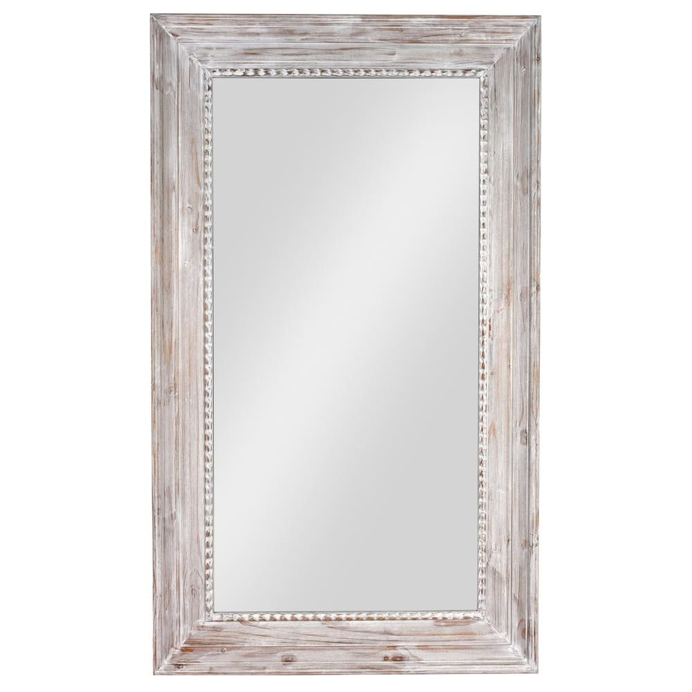 Massive Gray Wash Wood Mirror with Silver and Gold Accents