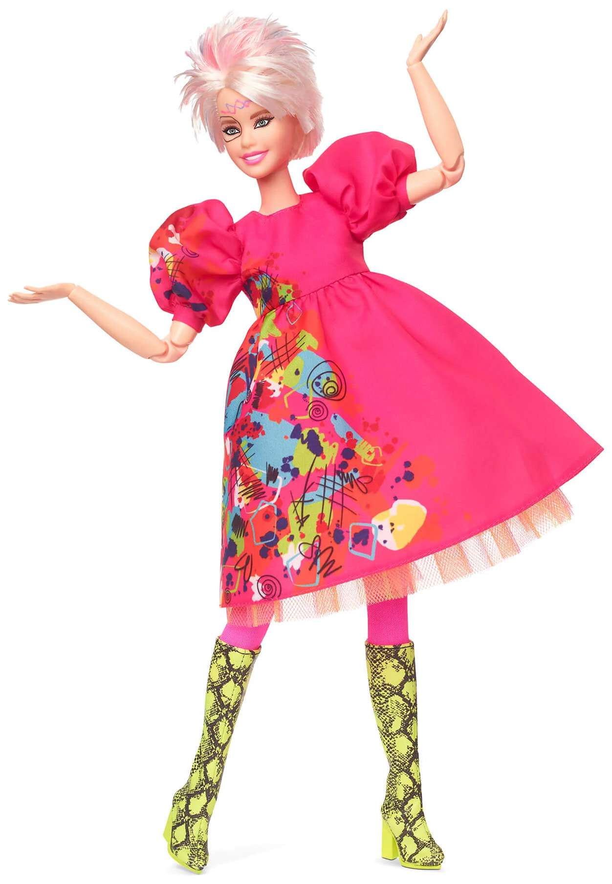 Weird Barbie Doll with Pink Dress and Green Boots