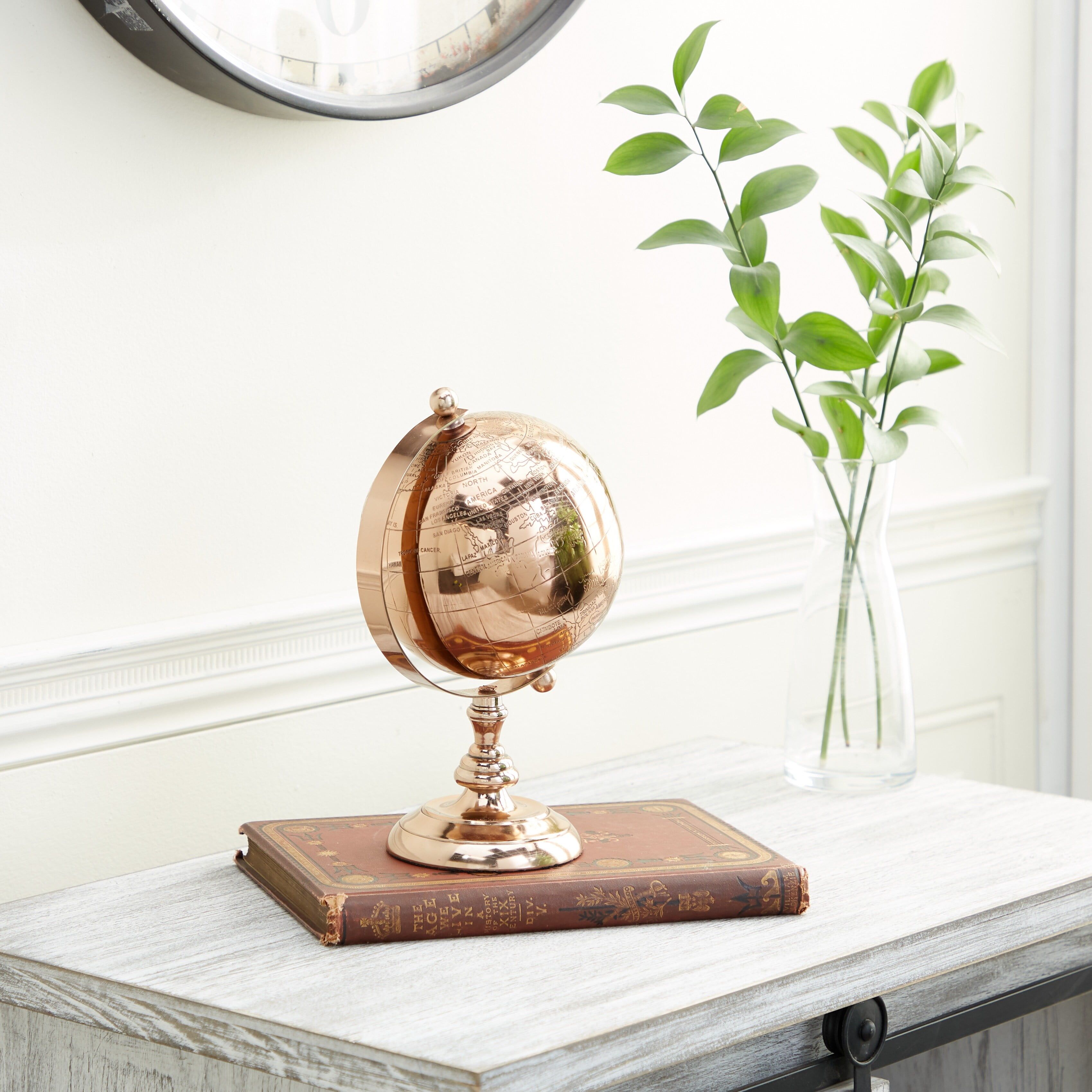 Rose Gold Aluminum Traditional Tabletop Globe 6 x 10