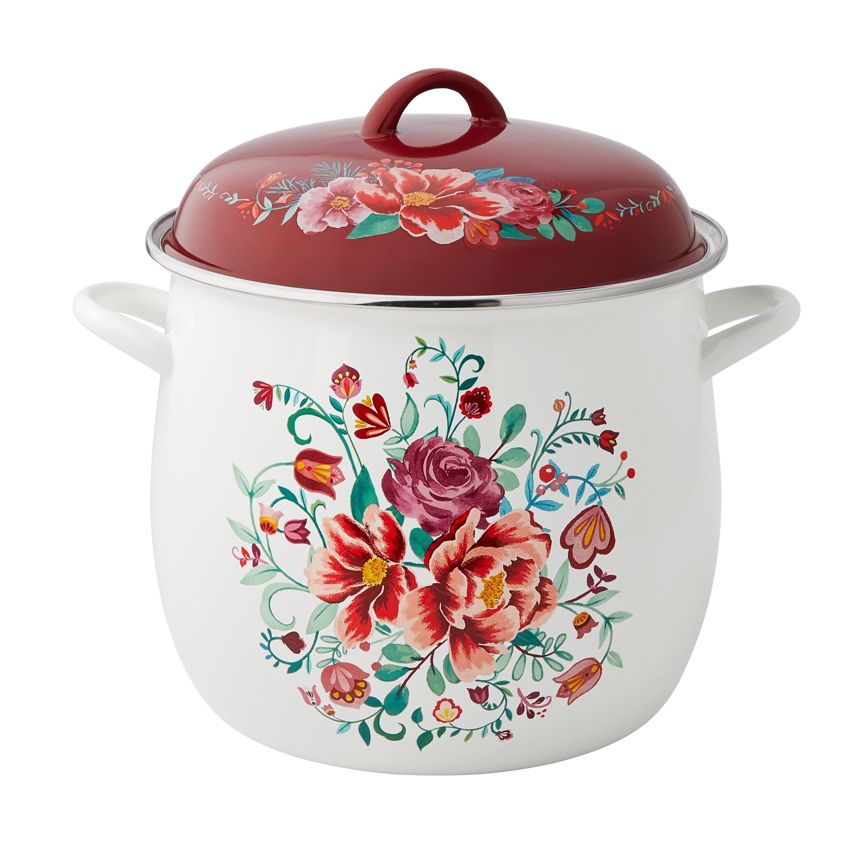 Merry Meadows Floral Enamel-on-Steel 12-Quart Stock Pot