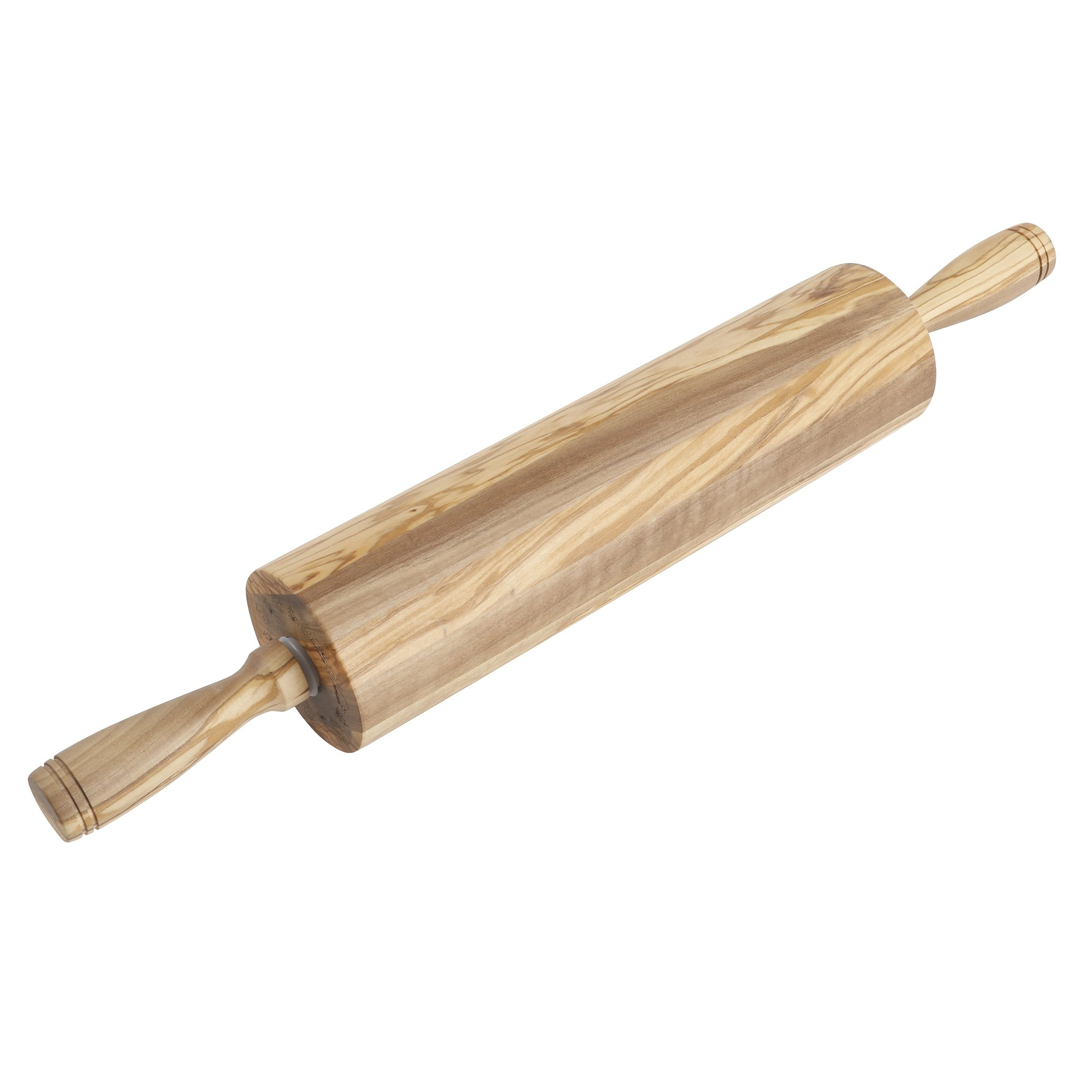 Olive Wood 19.5-Inch Rolling Pin with Easy-Grip Handles