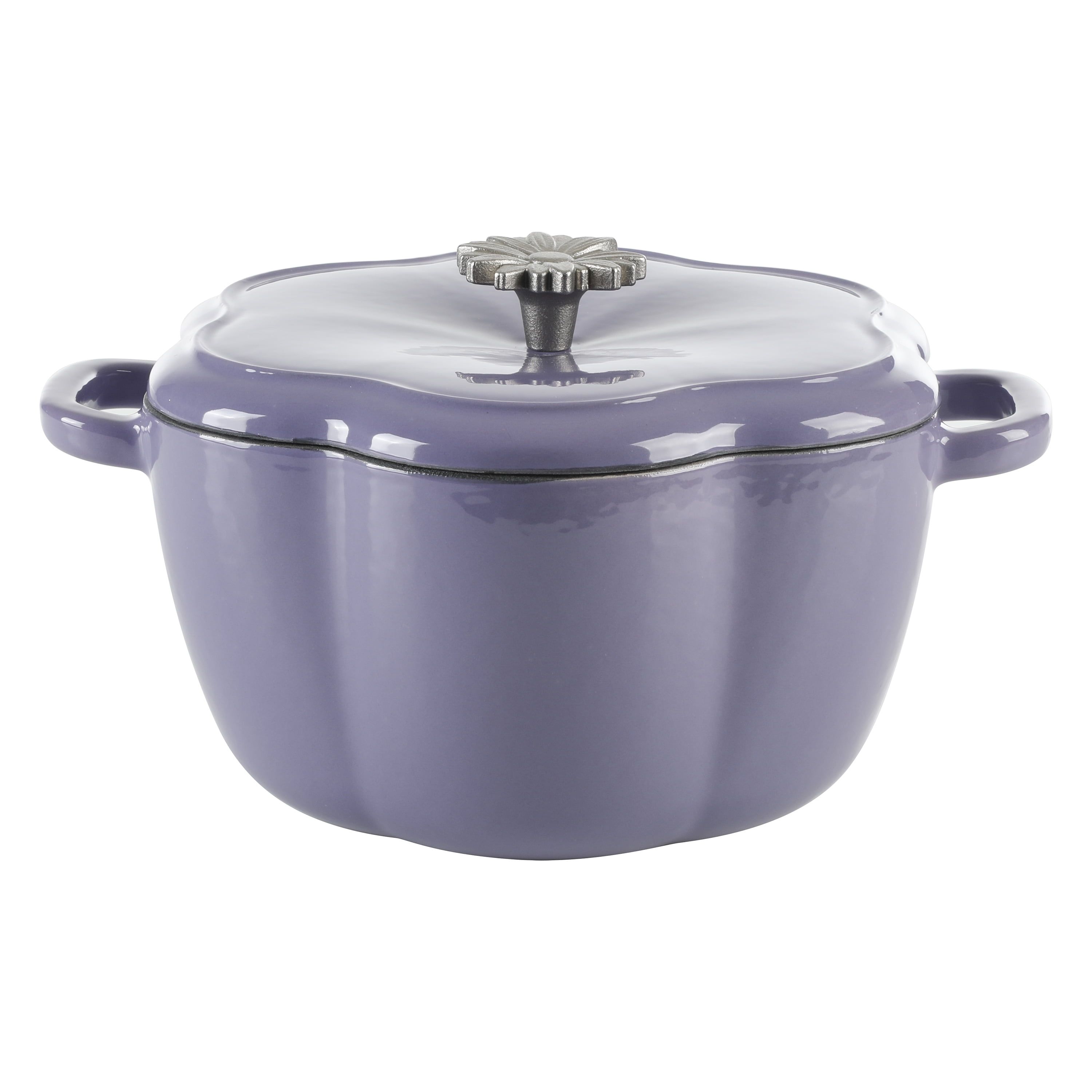 Purple Floral Embossed Enameled Cast Iron 3-Quart Dutch Oven