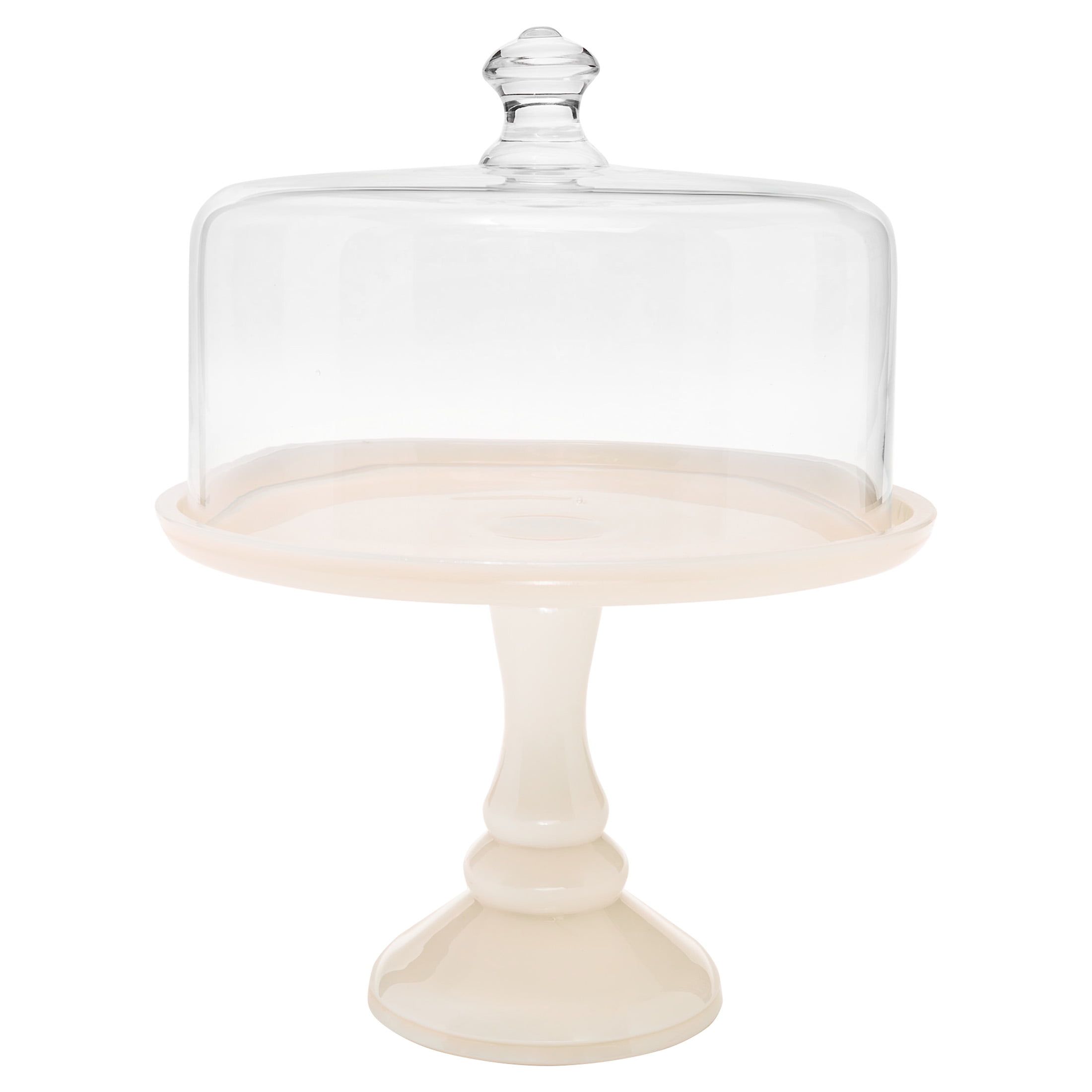 Milk White Ceramic Cake Stand with Glass Dome Cover