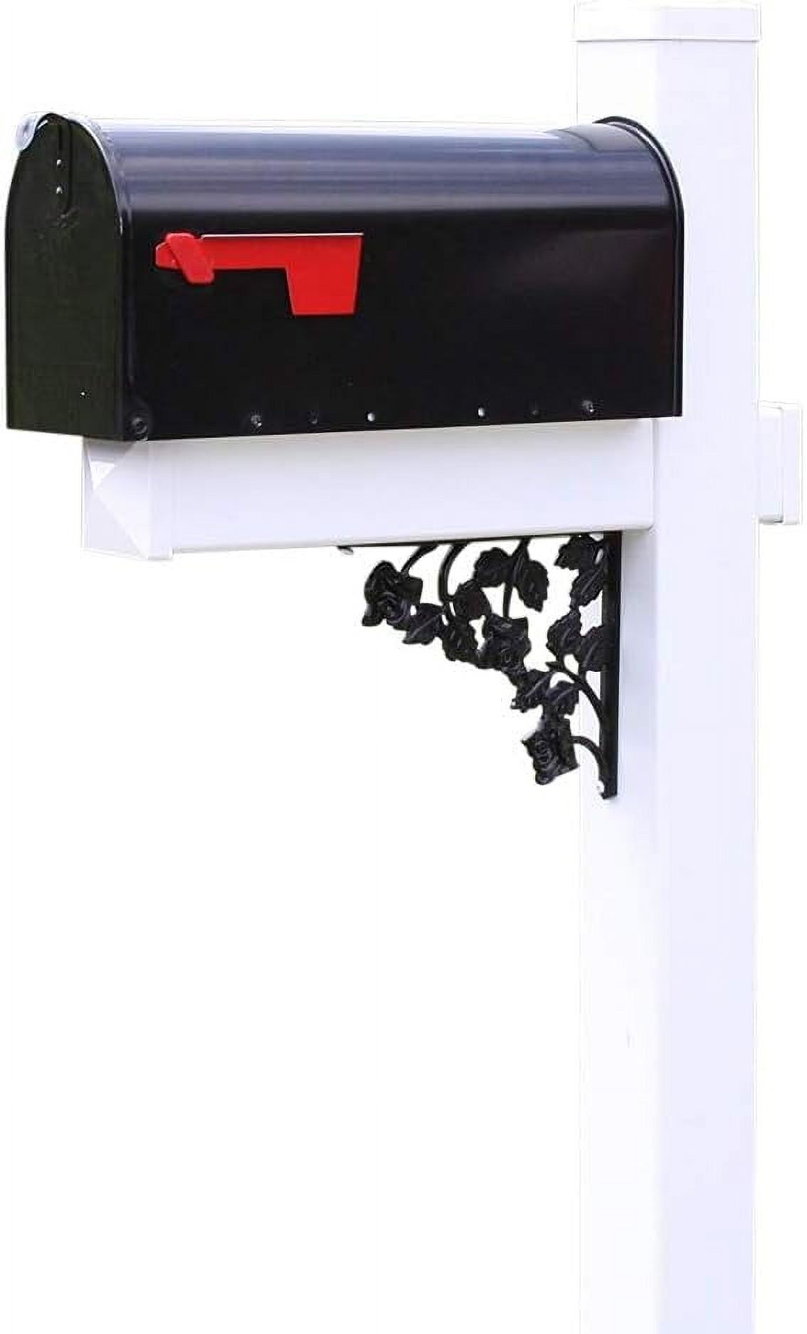 Harrison White Vinyl Post with Black Steel Mailbox