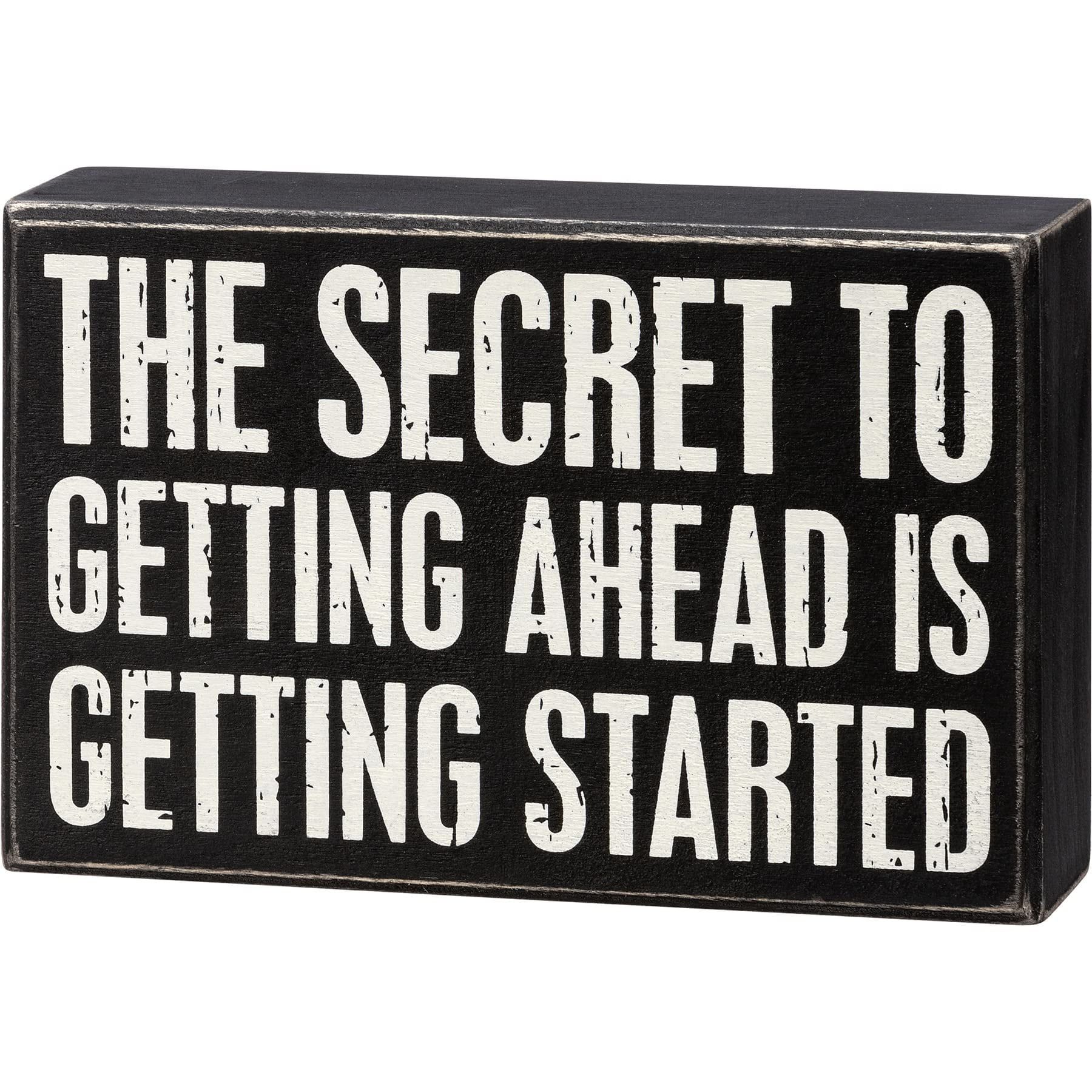 Black and White Distressed Wooden Motivational Box Sign