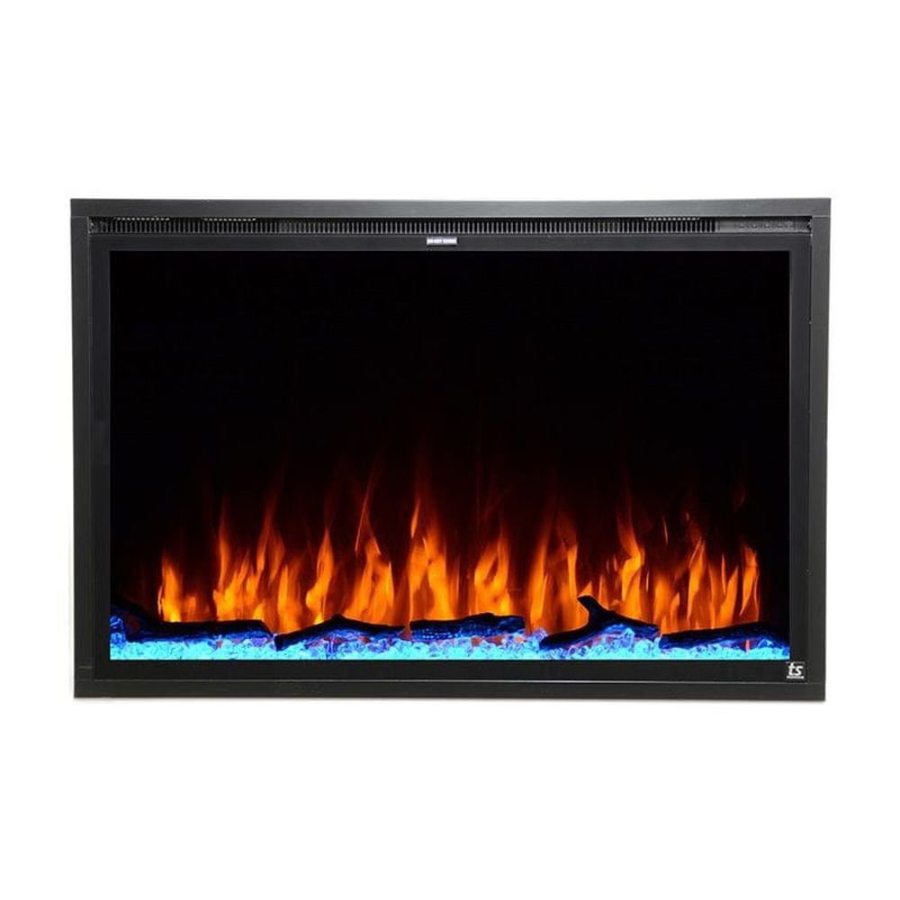 Black 40" Wall Mounted Electric Fireplace with Mantel