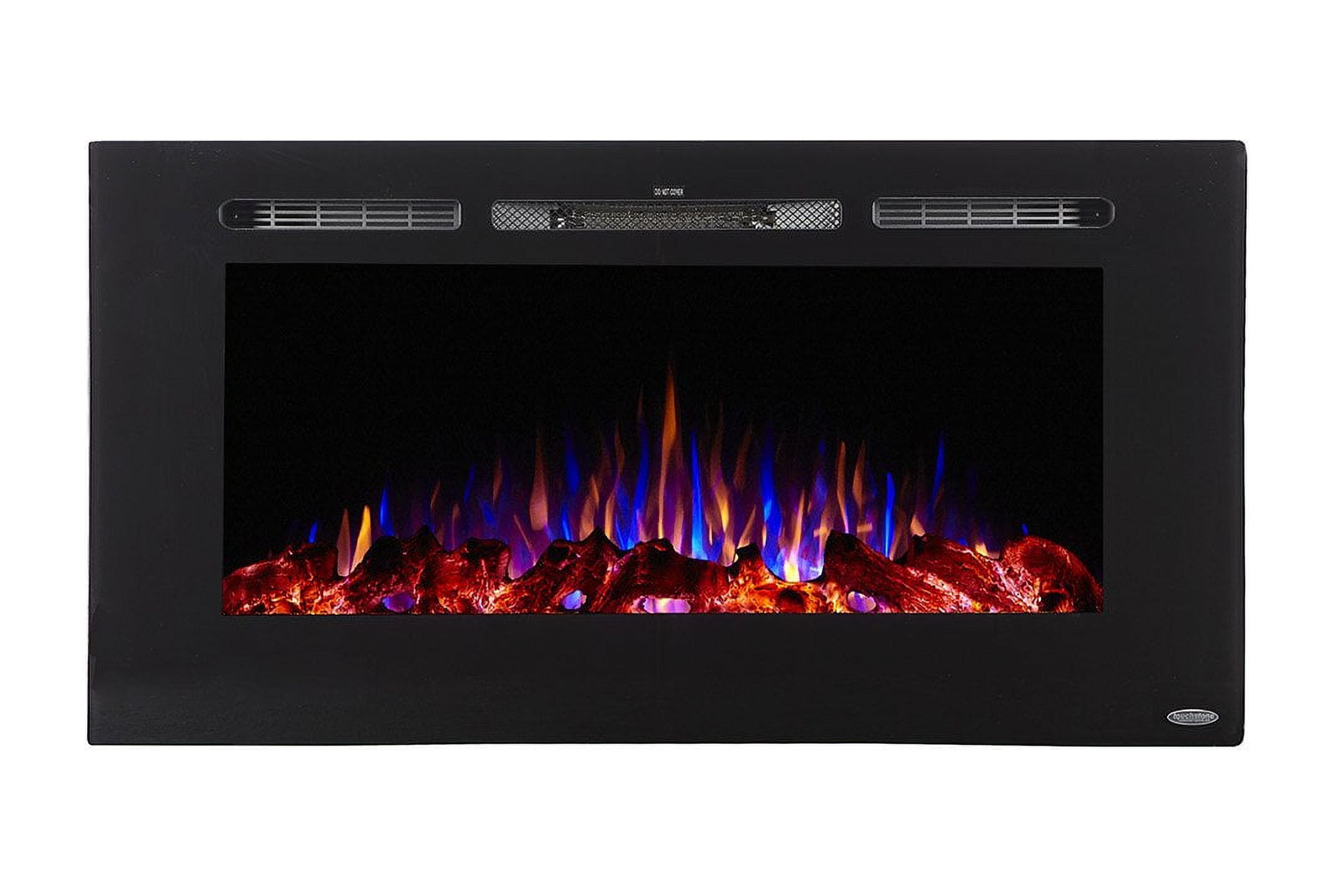 Sideline 40" Black Recessed Electric Fireplace with LED Flames