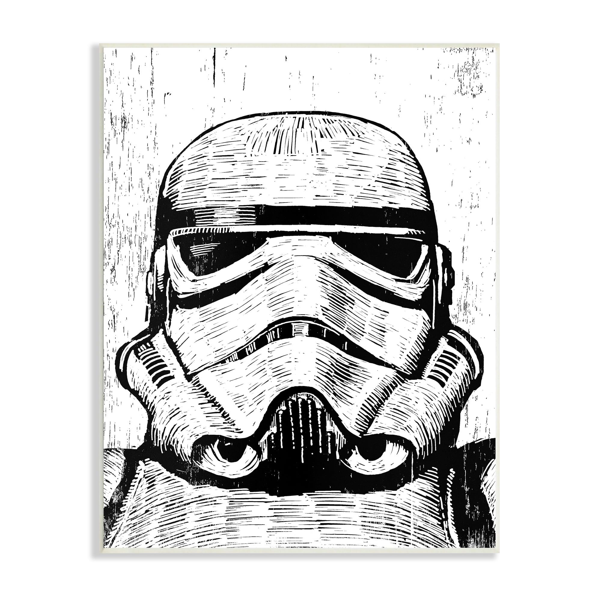 Black and White Stormtrooper Distressed Wood Wall Art