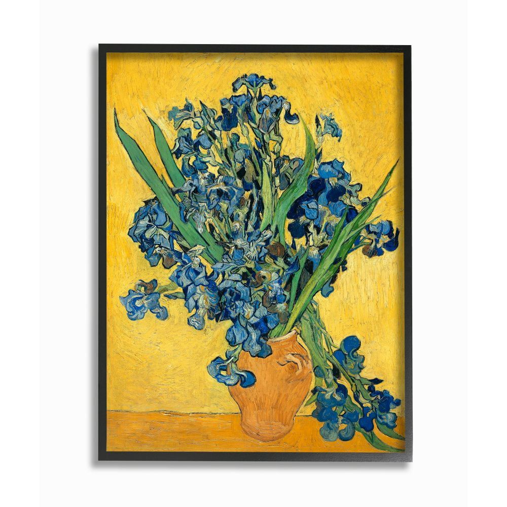 Vincent Van Gogh Irises Abstract Canvas Print in Black Frame