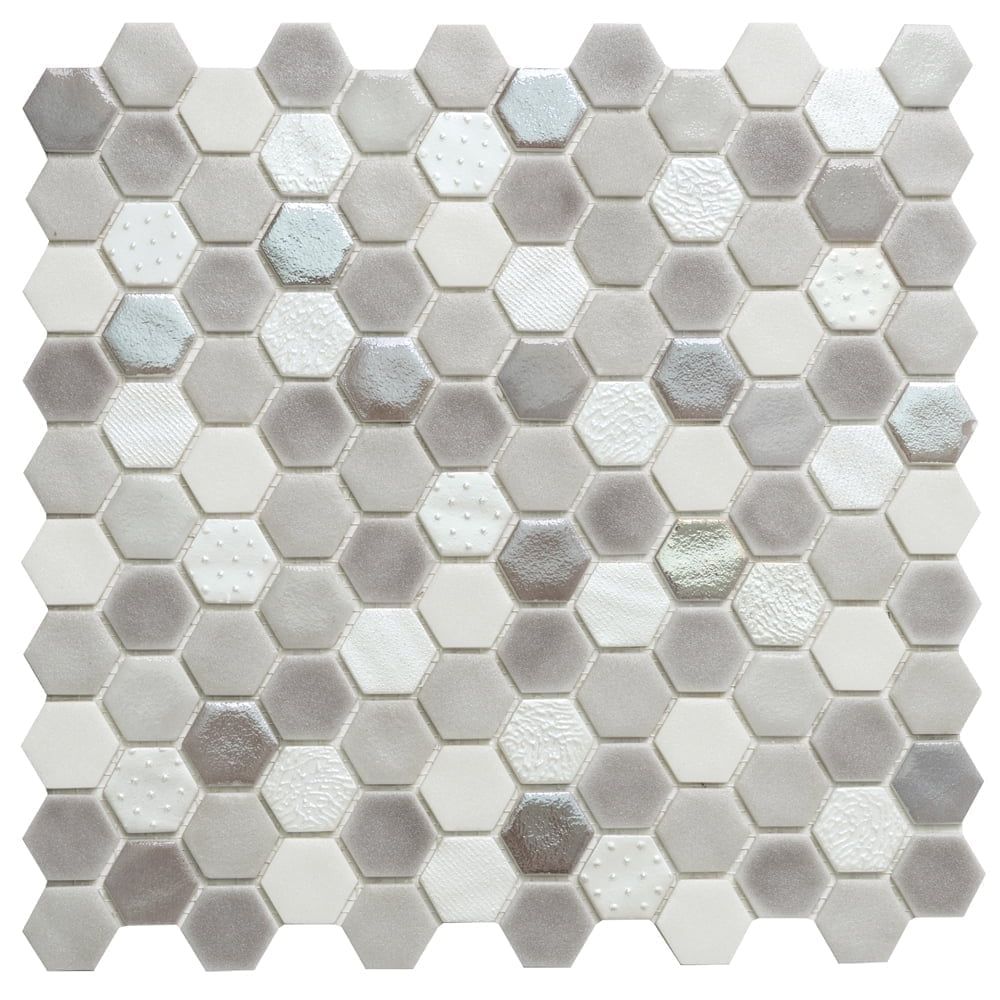 Eterna Dove Hexagon Recycled Glass Mosaic Tile 12x12